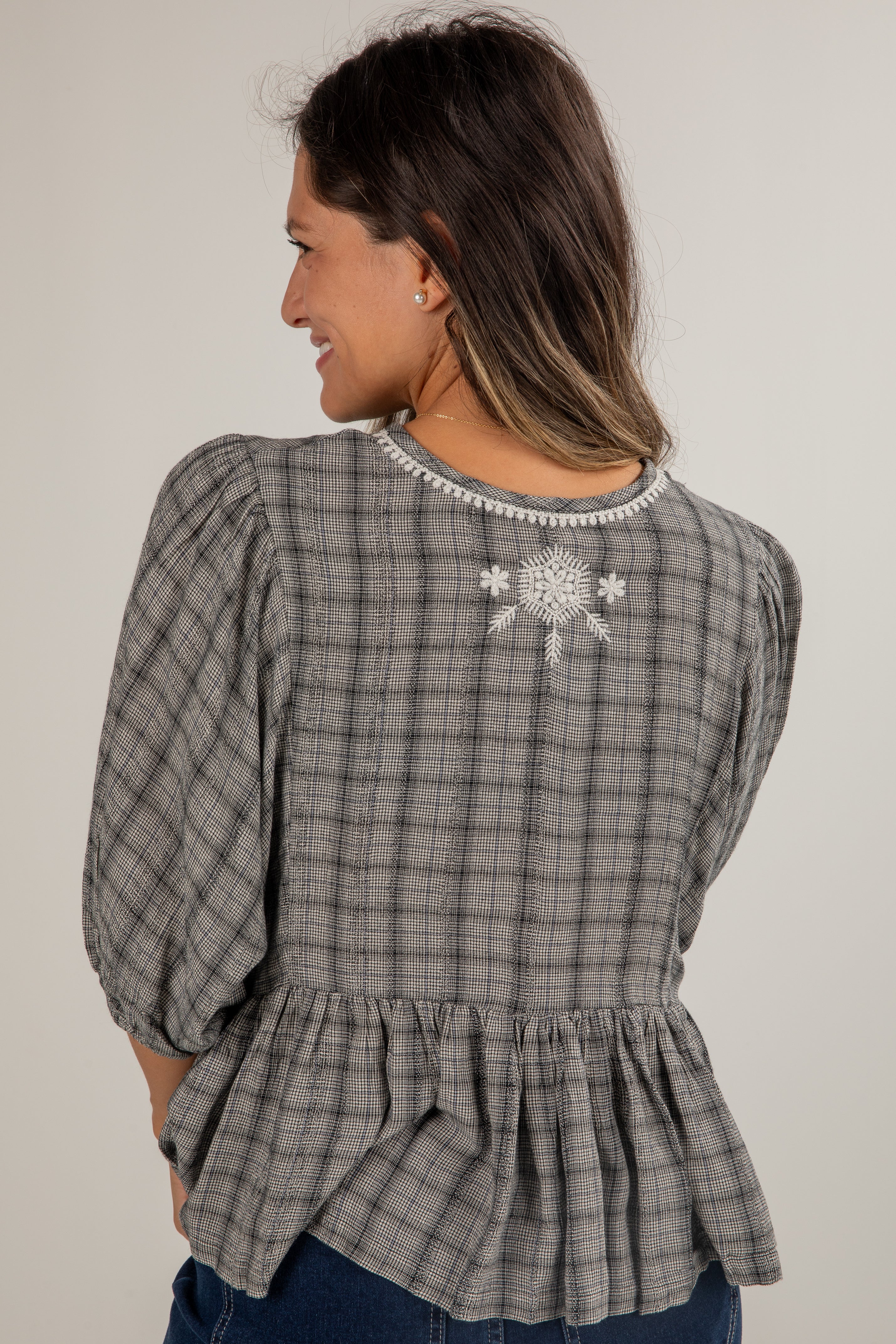 FINAL SALE - Take A Moment Black Plaid Blouse