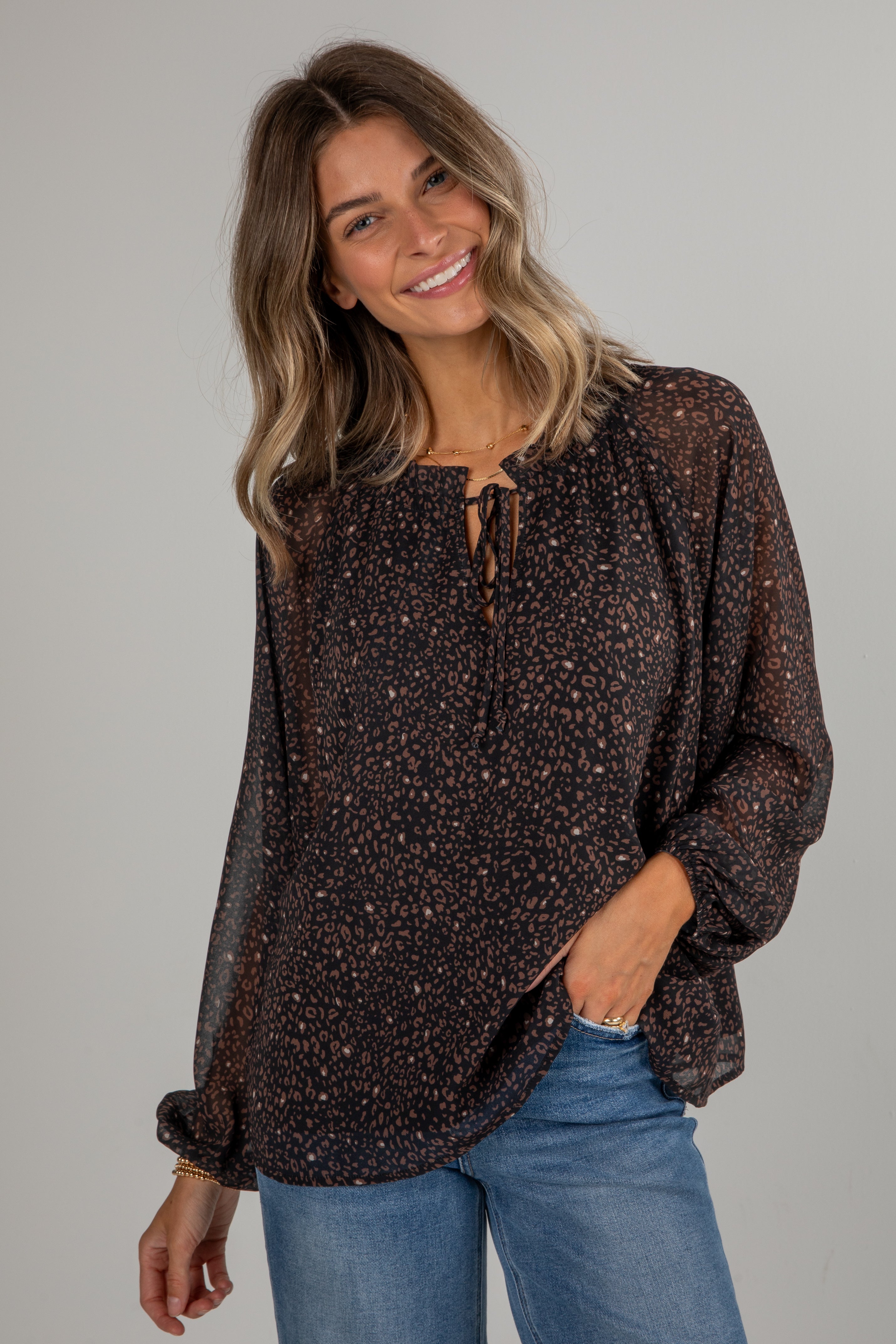 FINAL SALE - Spot On Style Black Leopard Blouse