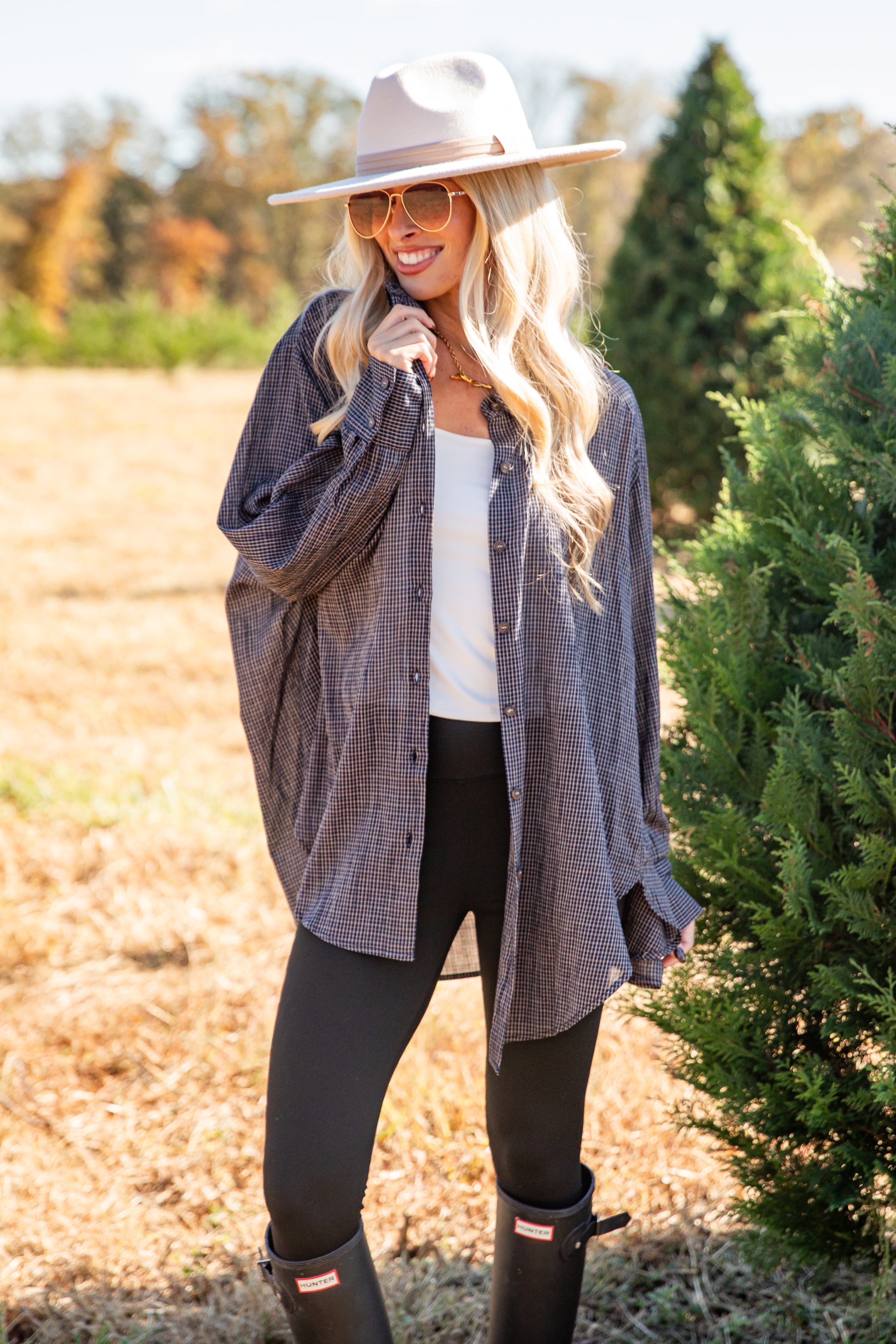 FINAL SALE - Happily Yours Plaid Oversized Button-Up Blouse