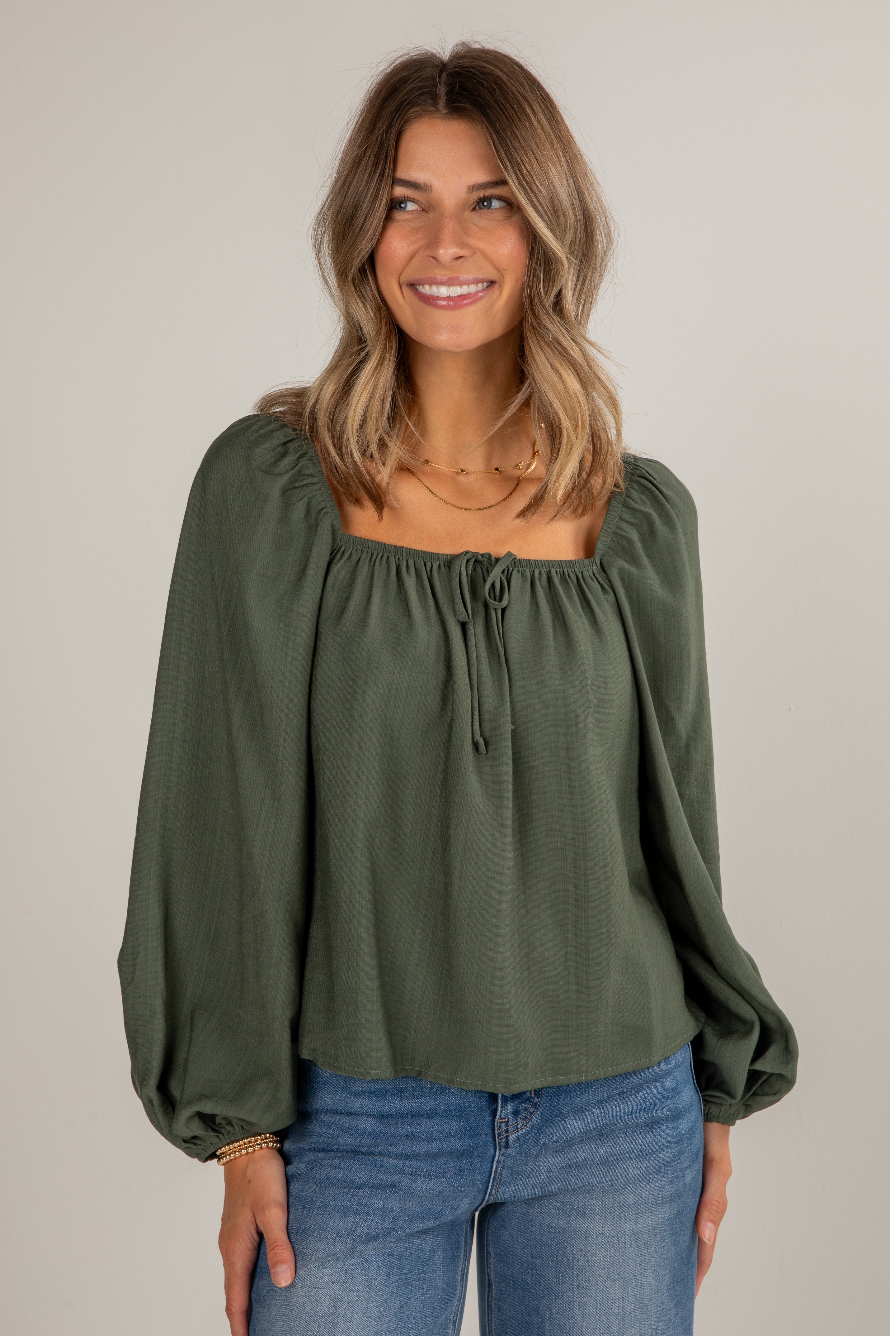 FINAL SALE - Give It A Try Hunter Green Blouse