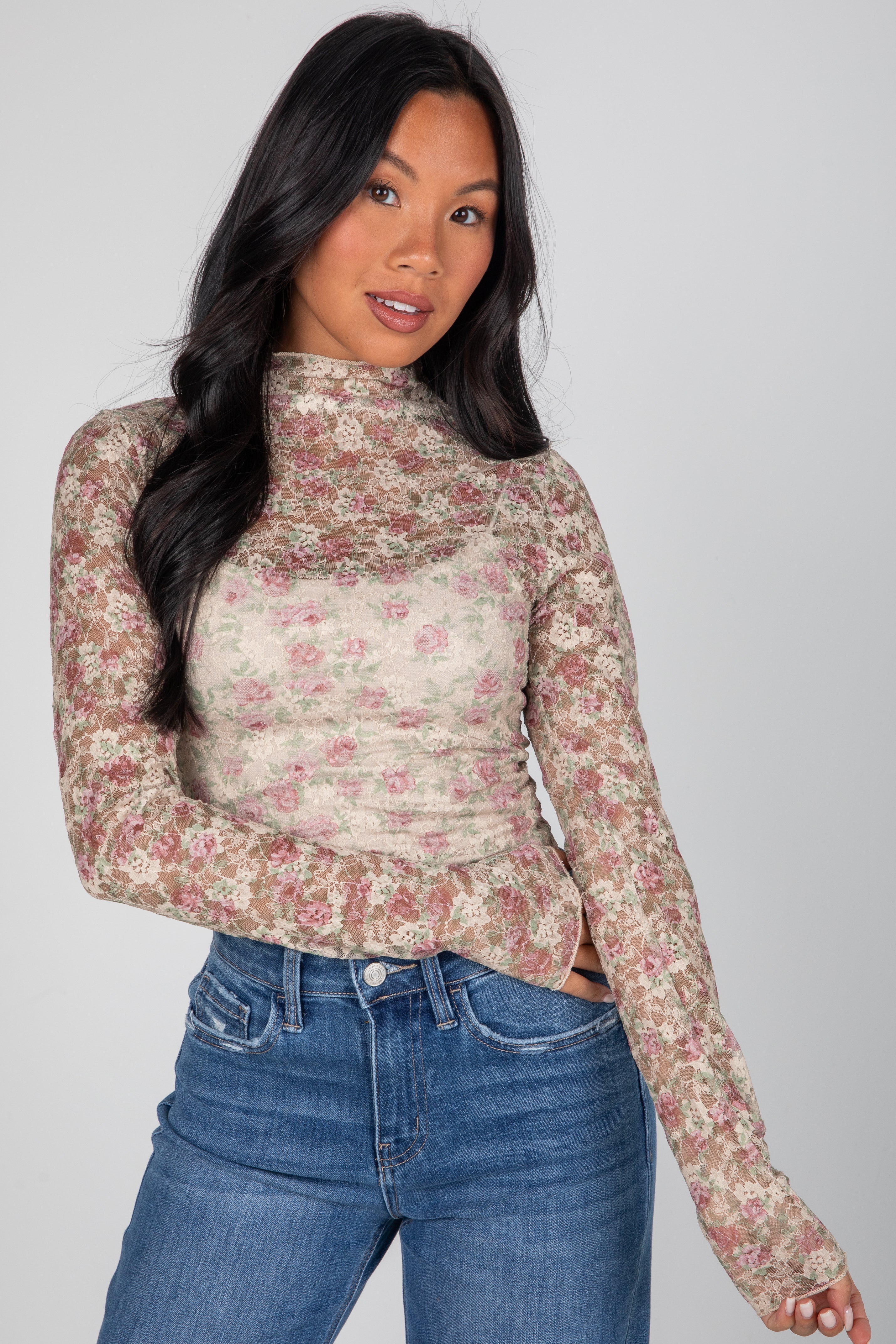 FINAL SALE - Freshly Picked Floral Mesh Lace Top - DU DEAL