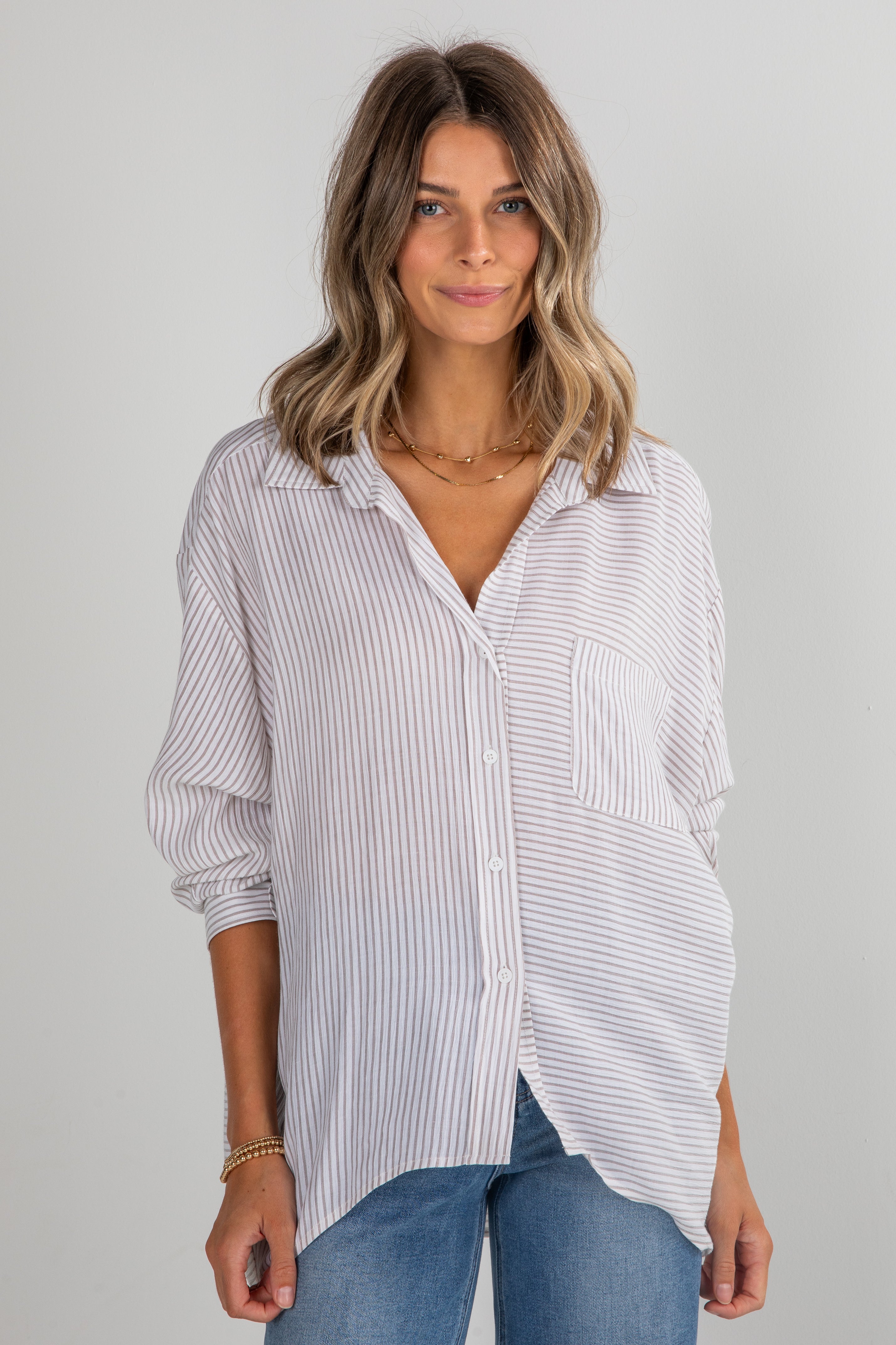 FINAL SALE - This Is The Day Off White Striped Button-Up Blouse