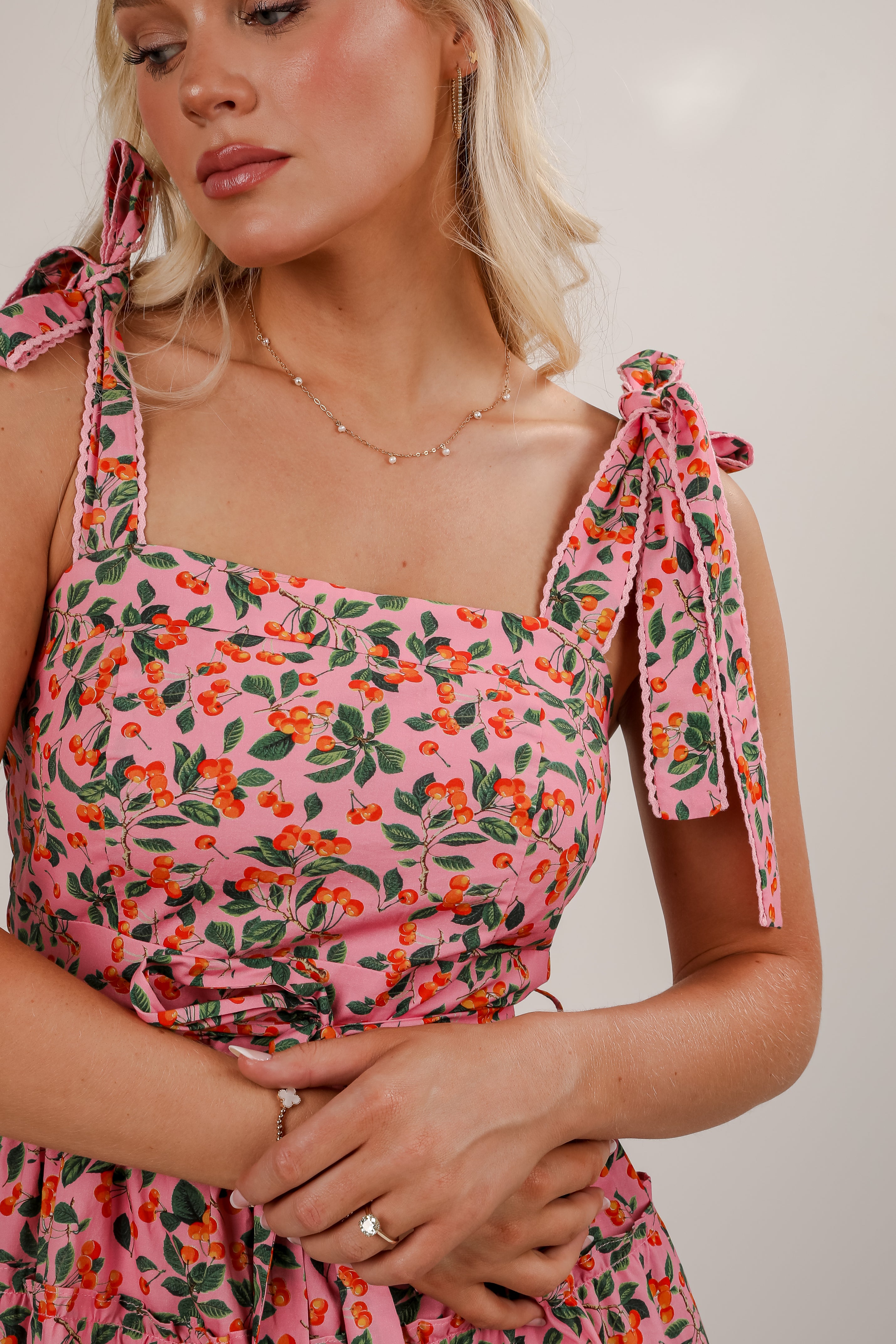 FINAL SALE - Cherry On Top Pink Tiered Mini Dress