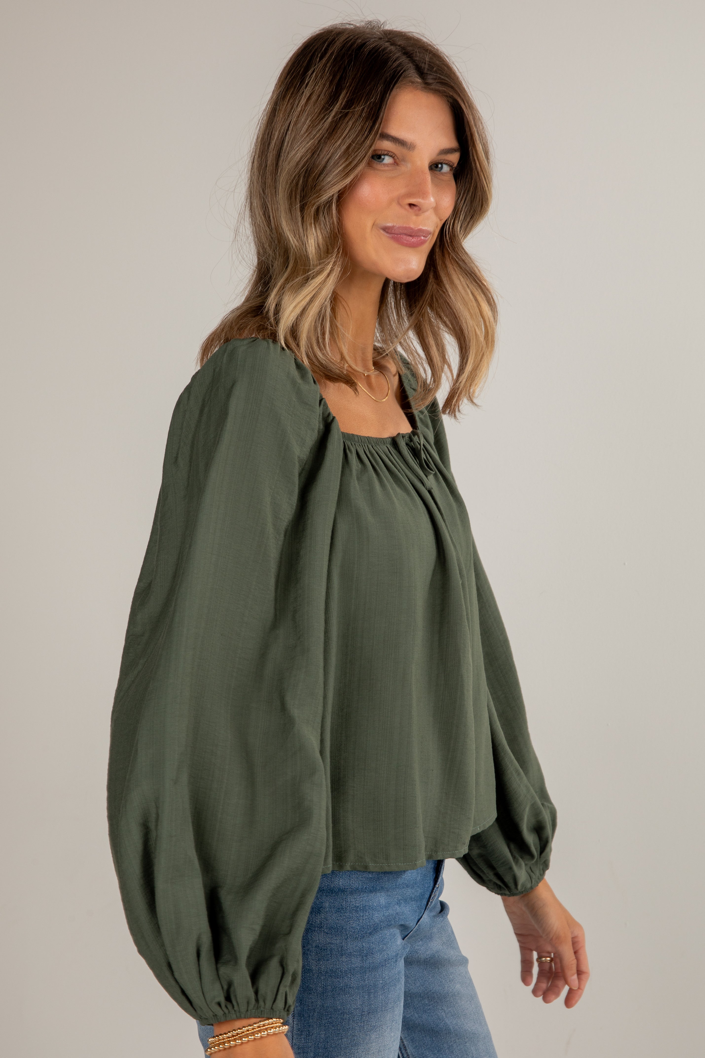FINAL SALE - Give It A Try Hunter Green Blouse