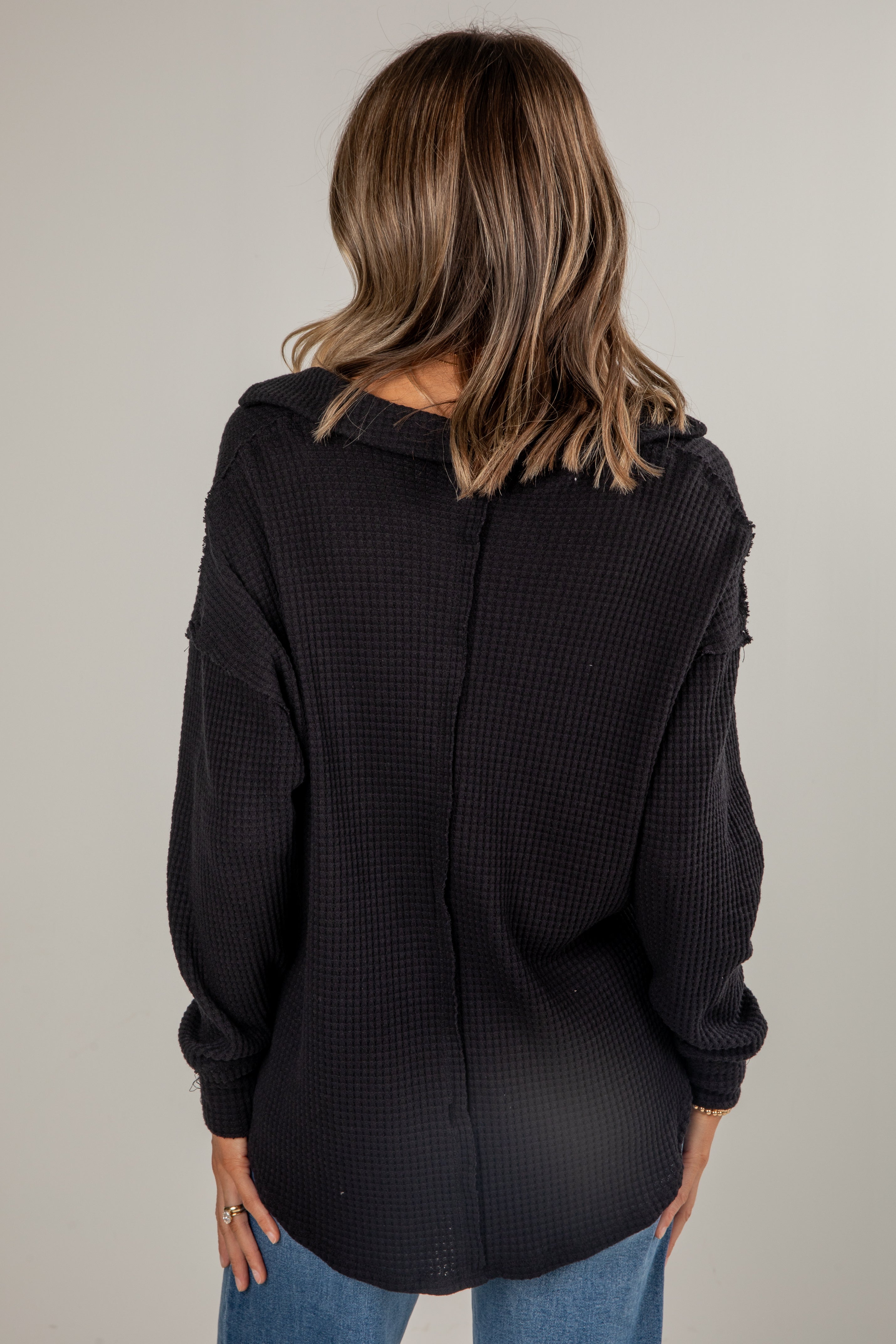 FINAL SALE - Casual Coziness Collared Waffle Knit Top