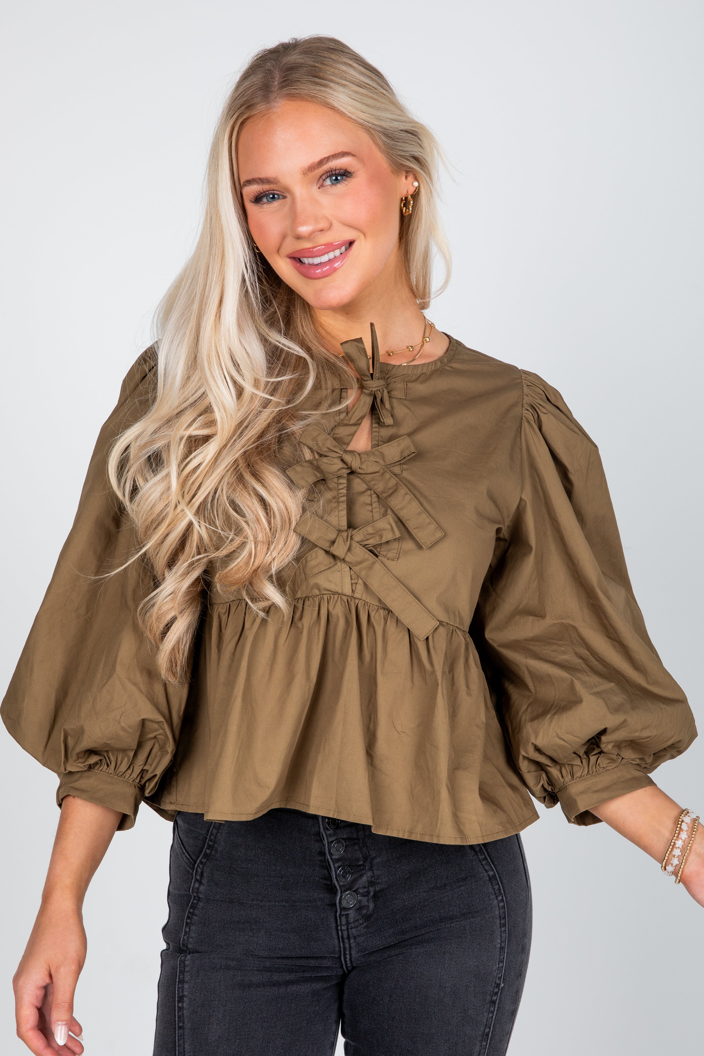 FINAL SALE - Just One Chance Tie Blouse