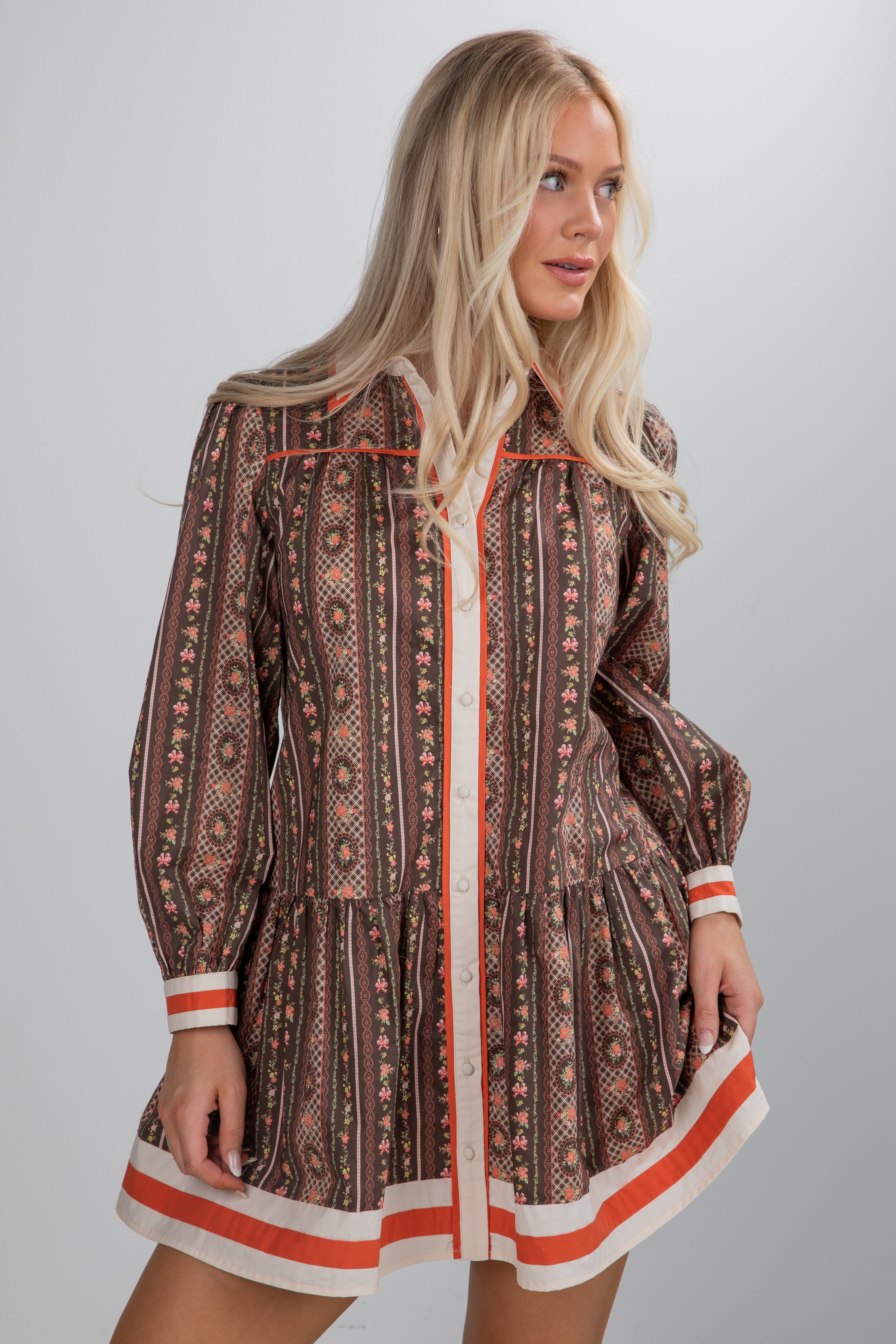 FINAL SALE - Festive Flair Olive Floral Mini Dress