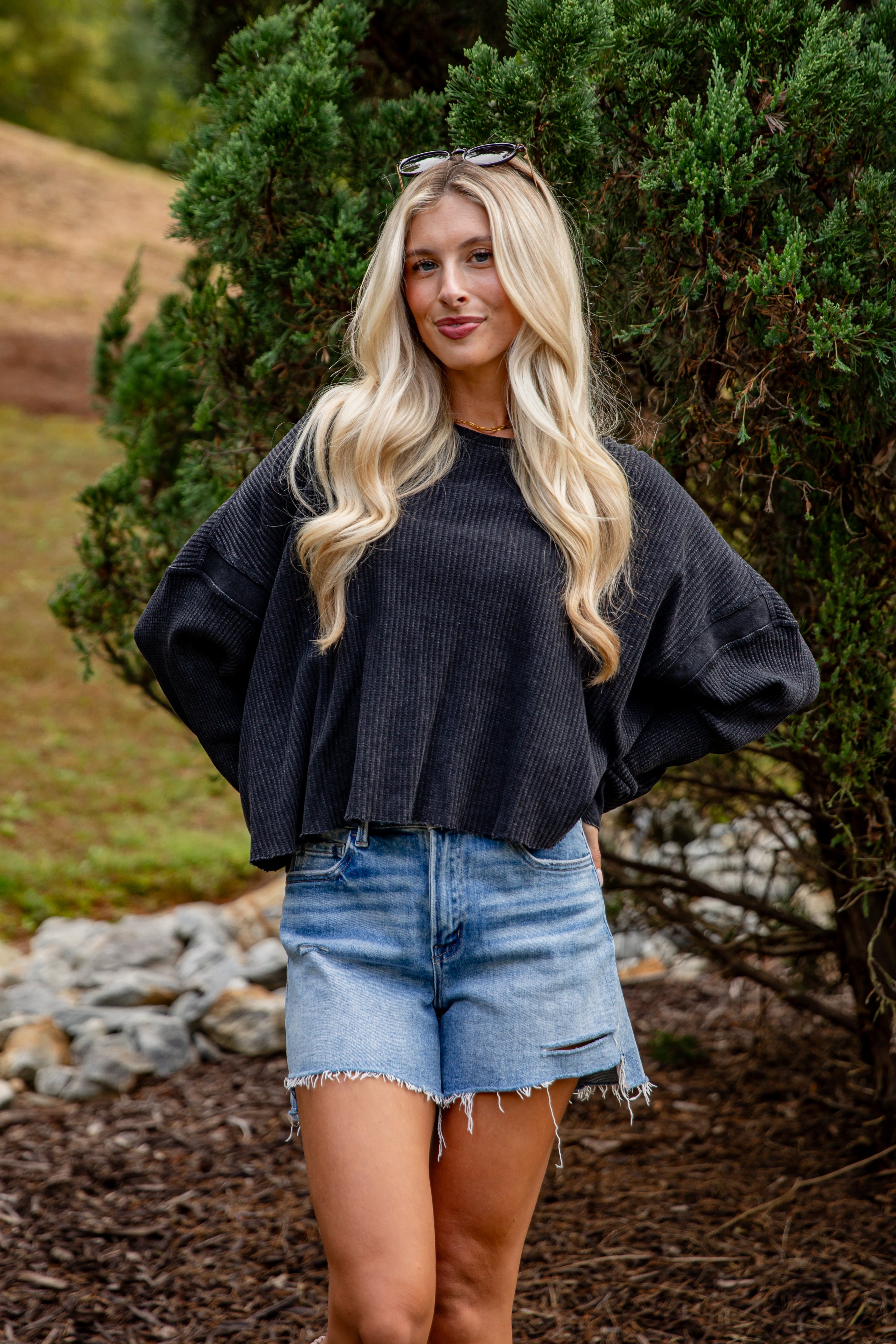 FINAL SALE - Your Own Time Waffle Knit Open Back Top