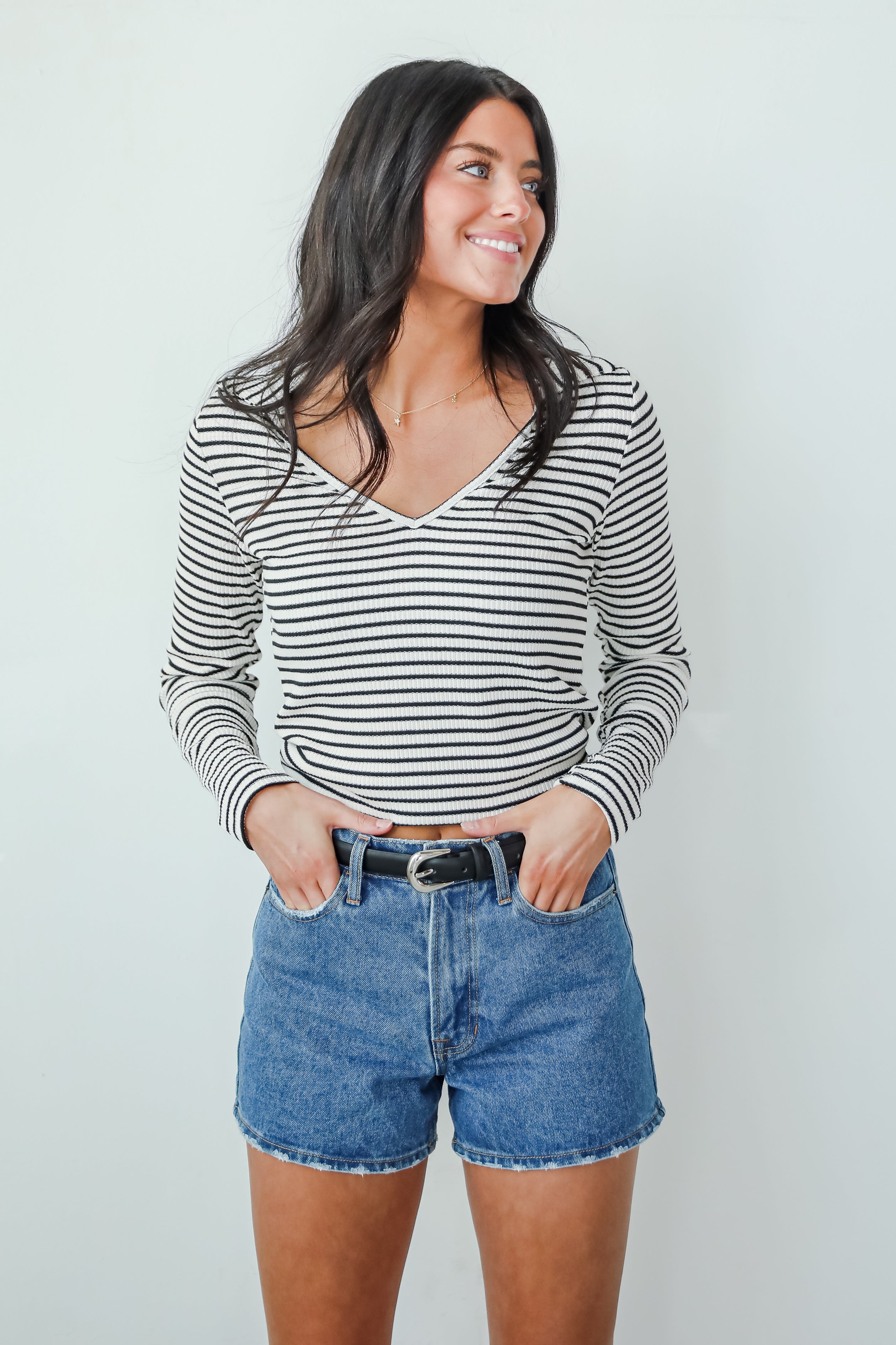FINAL SALE - Chic Existence Ivory Striped Collared Top