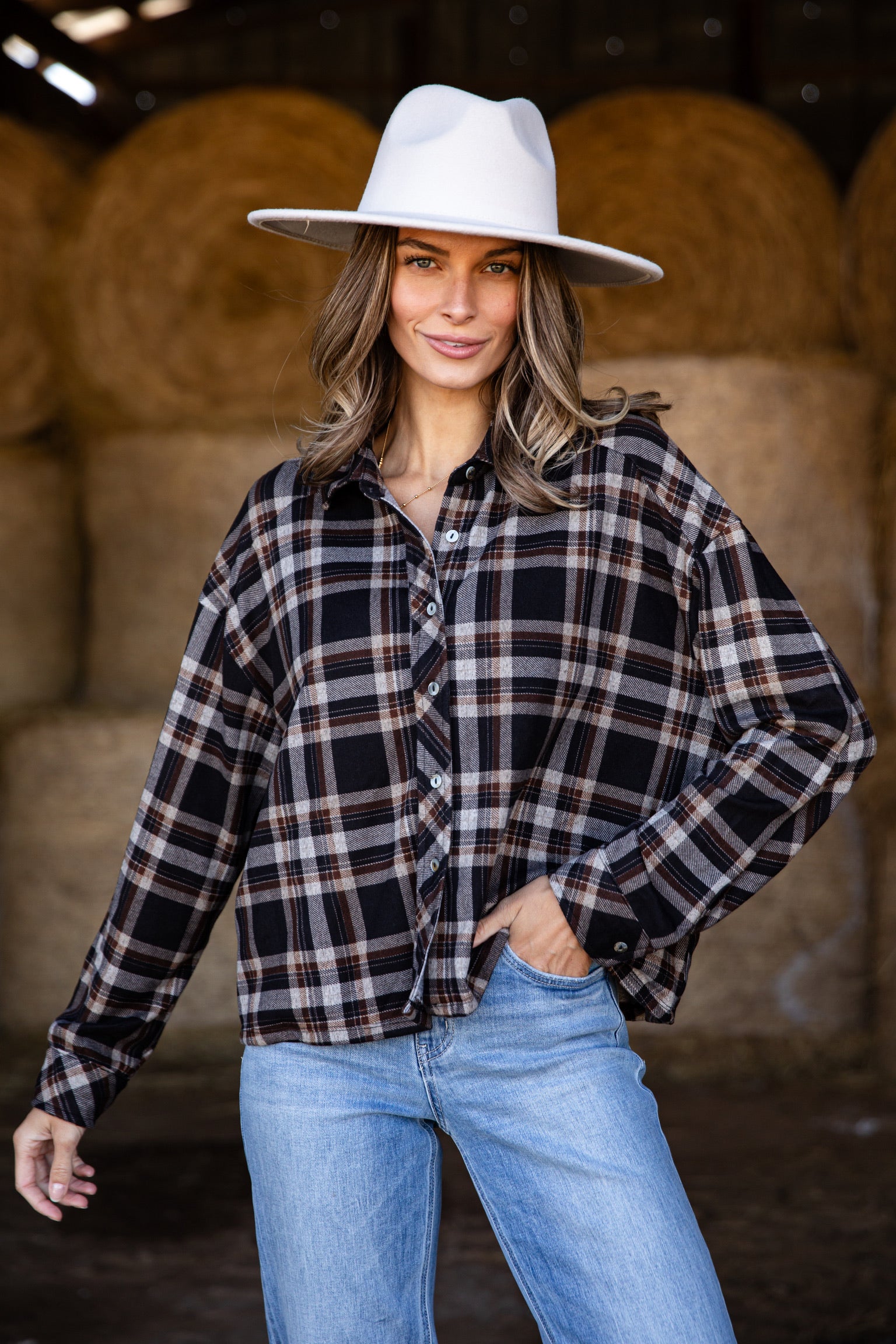 FINAL SALE - Changing Leaves Brown Plaid Flannel