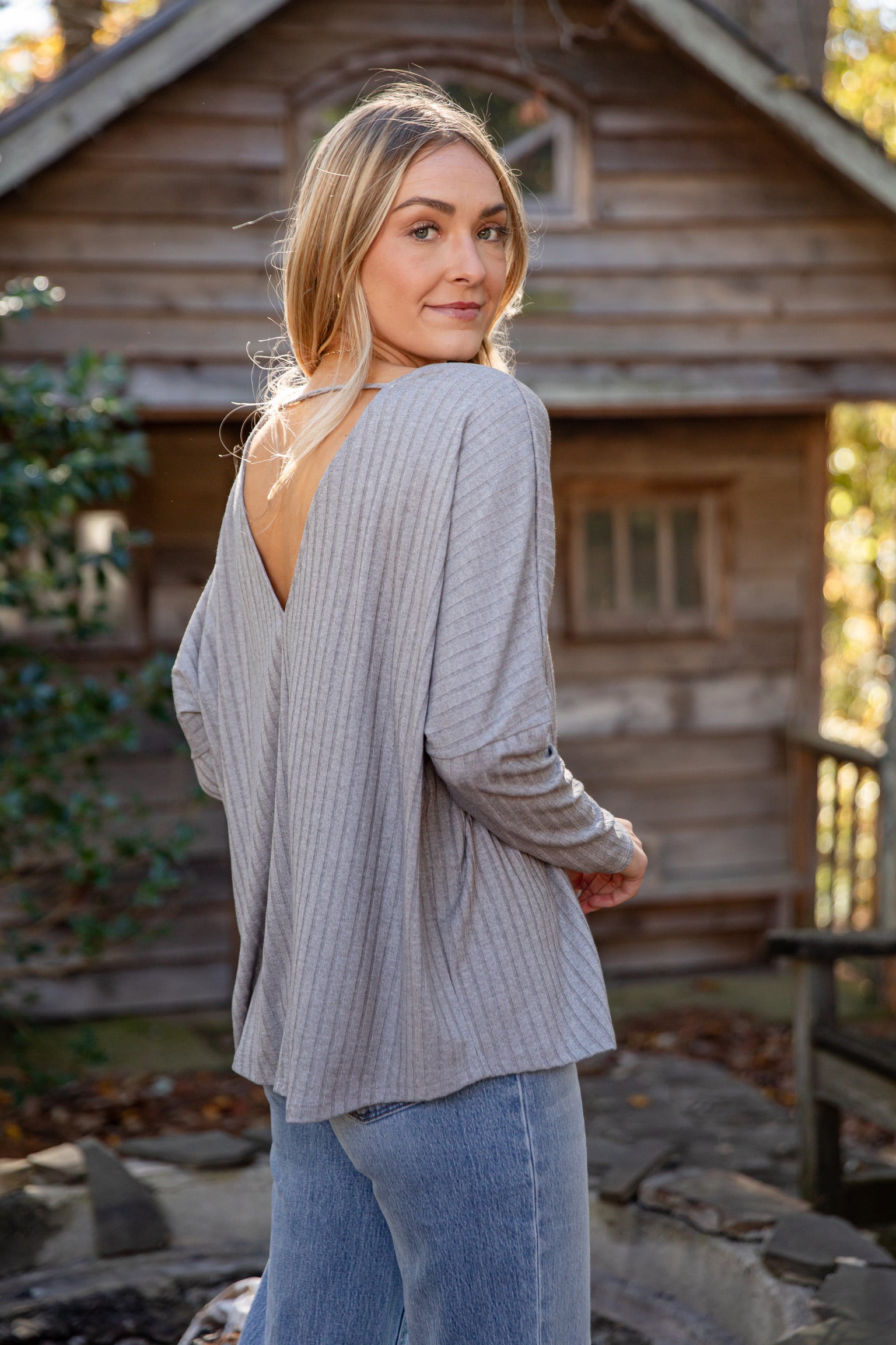 FINAL SALE - Believe In You Ribbed Knit Open Back Top - DU DEAL