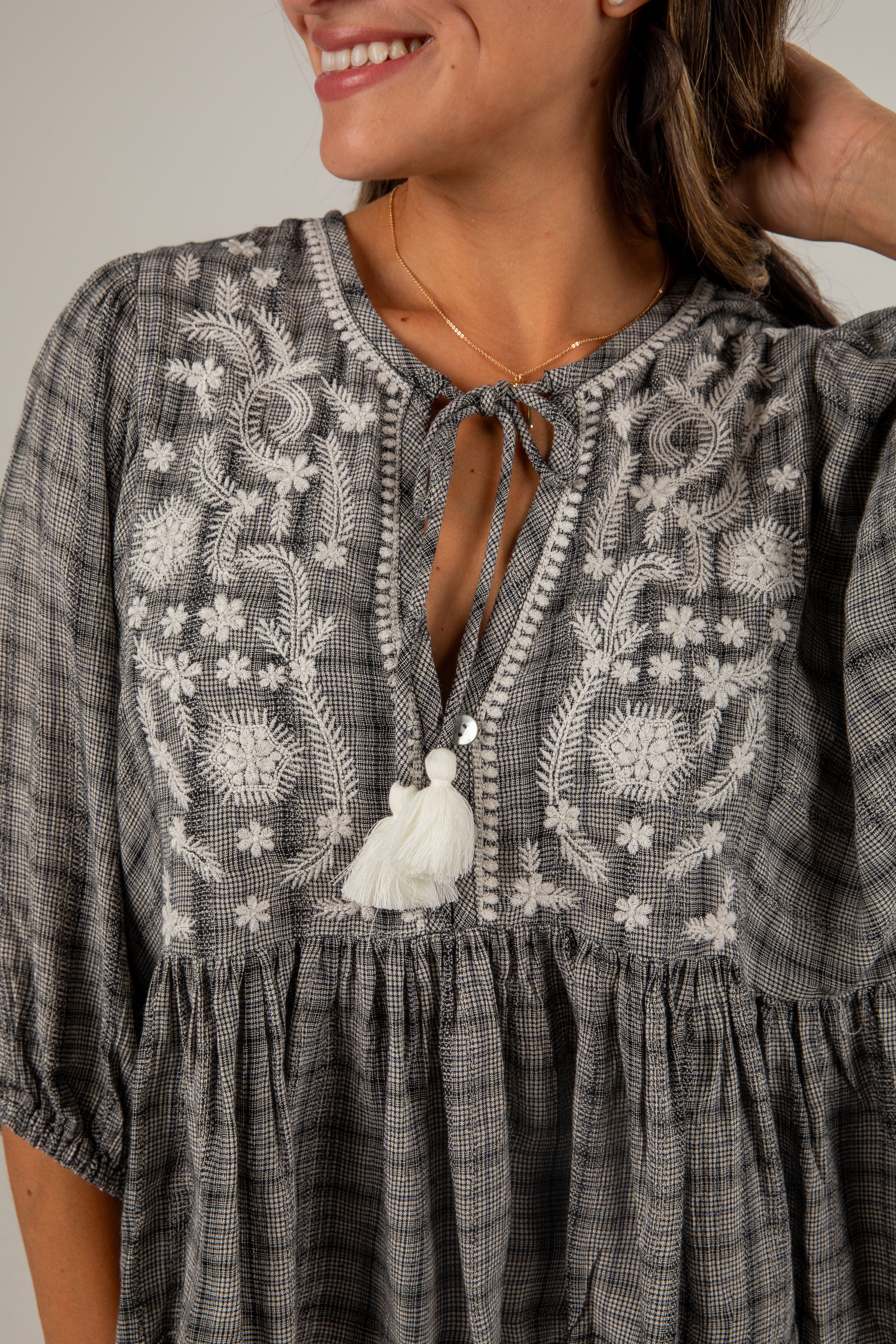 FINAL SALE - Take A Moment Black Plaid Blouse