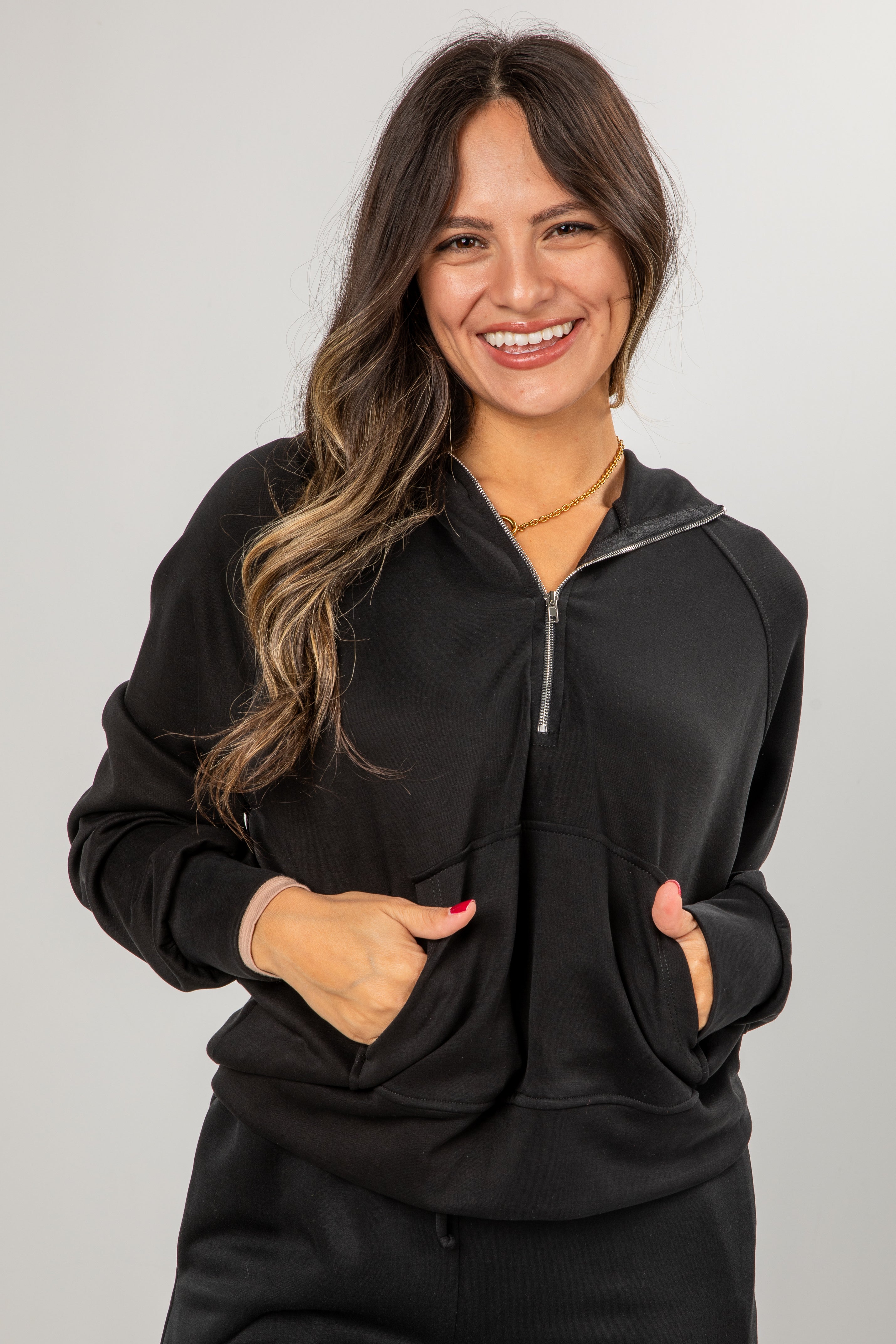 Ultra Air Soft Hooded Quarter Zip Pullover