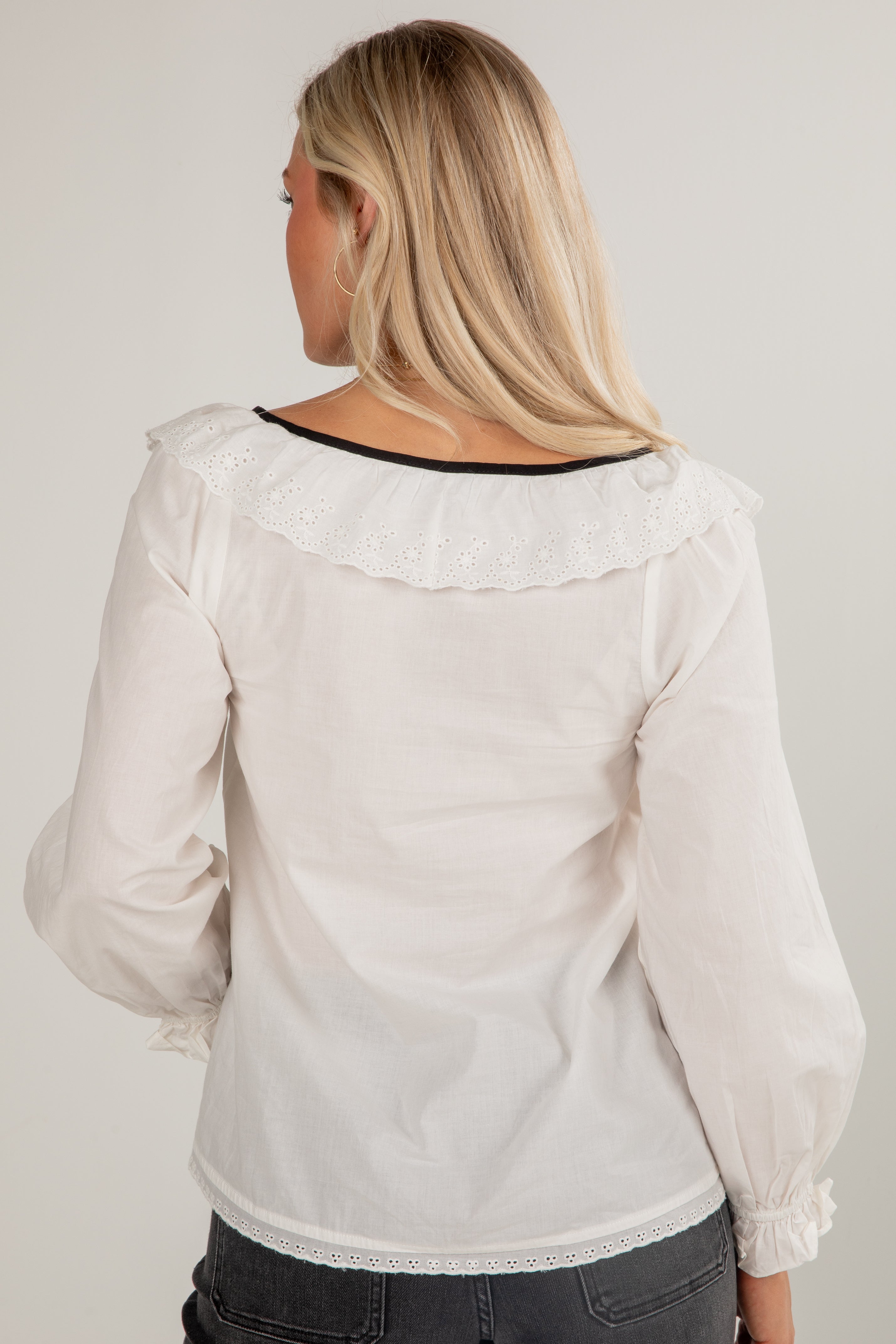 FINAL SALE - Dream About You Off White Eyelet Blouse