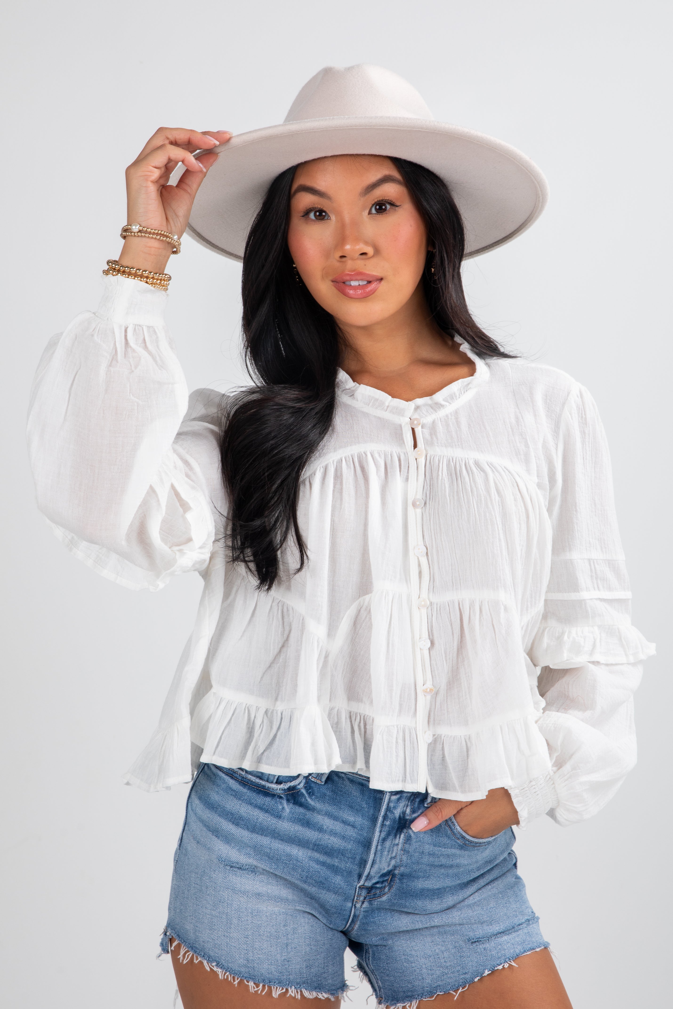 FINAL SALE - All Set To Go Off White Blouse