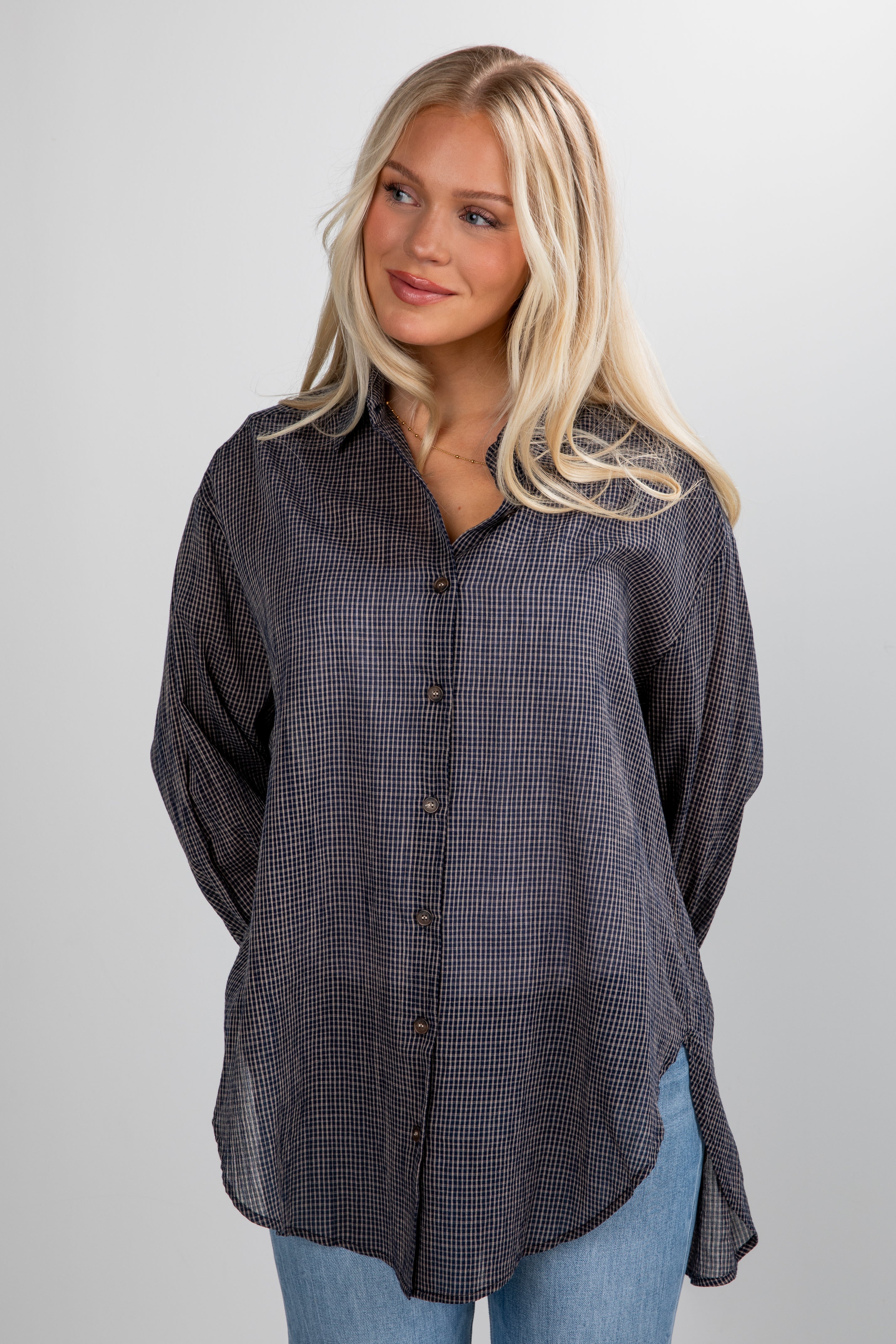 FINAL SALE - Happily Yours Plaid Oversized Button-Up Blouse