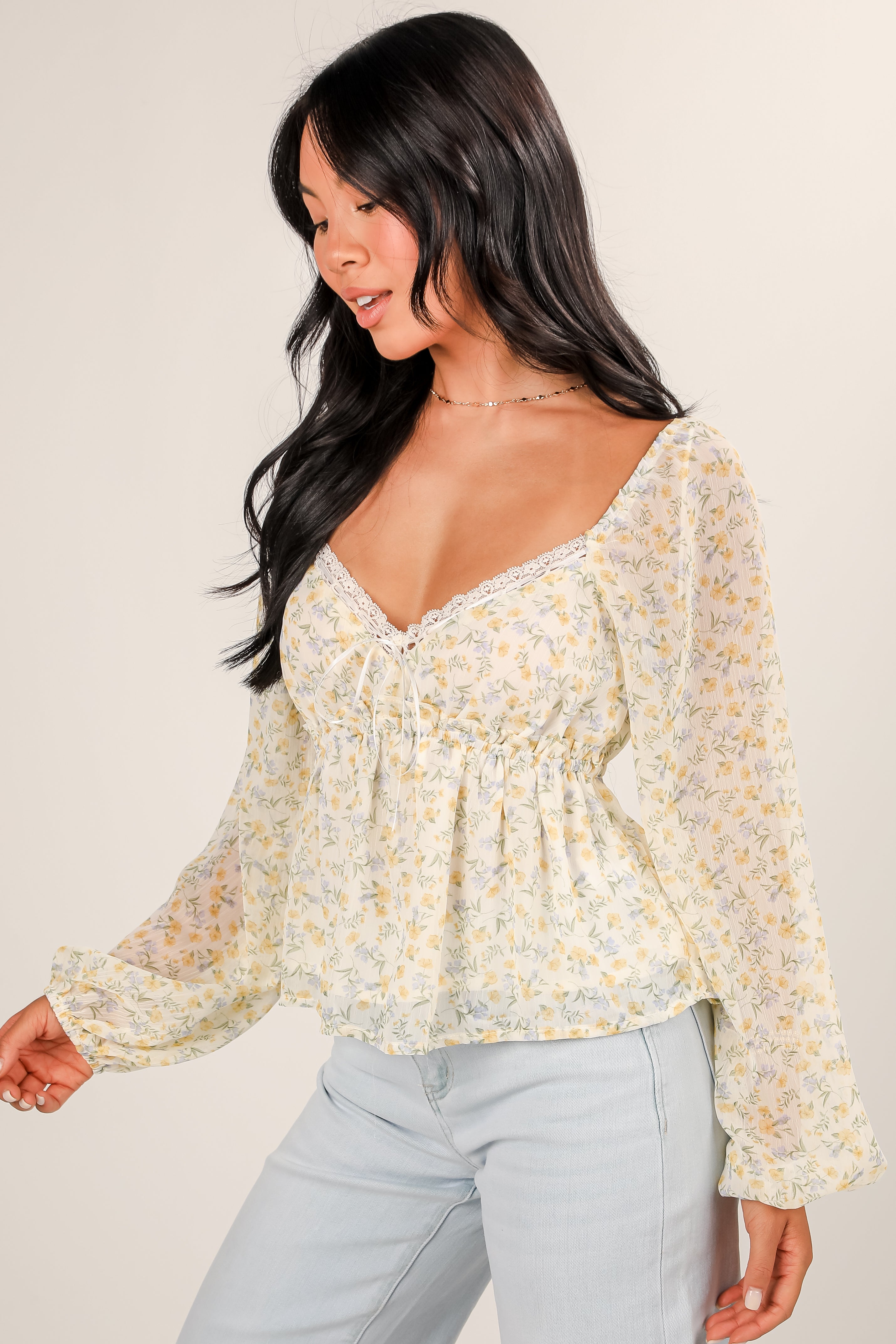 FINAL SALE - Sunlit Blossoms Yellow Floral Blouse