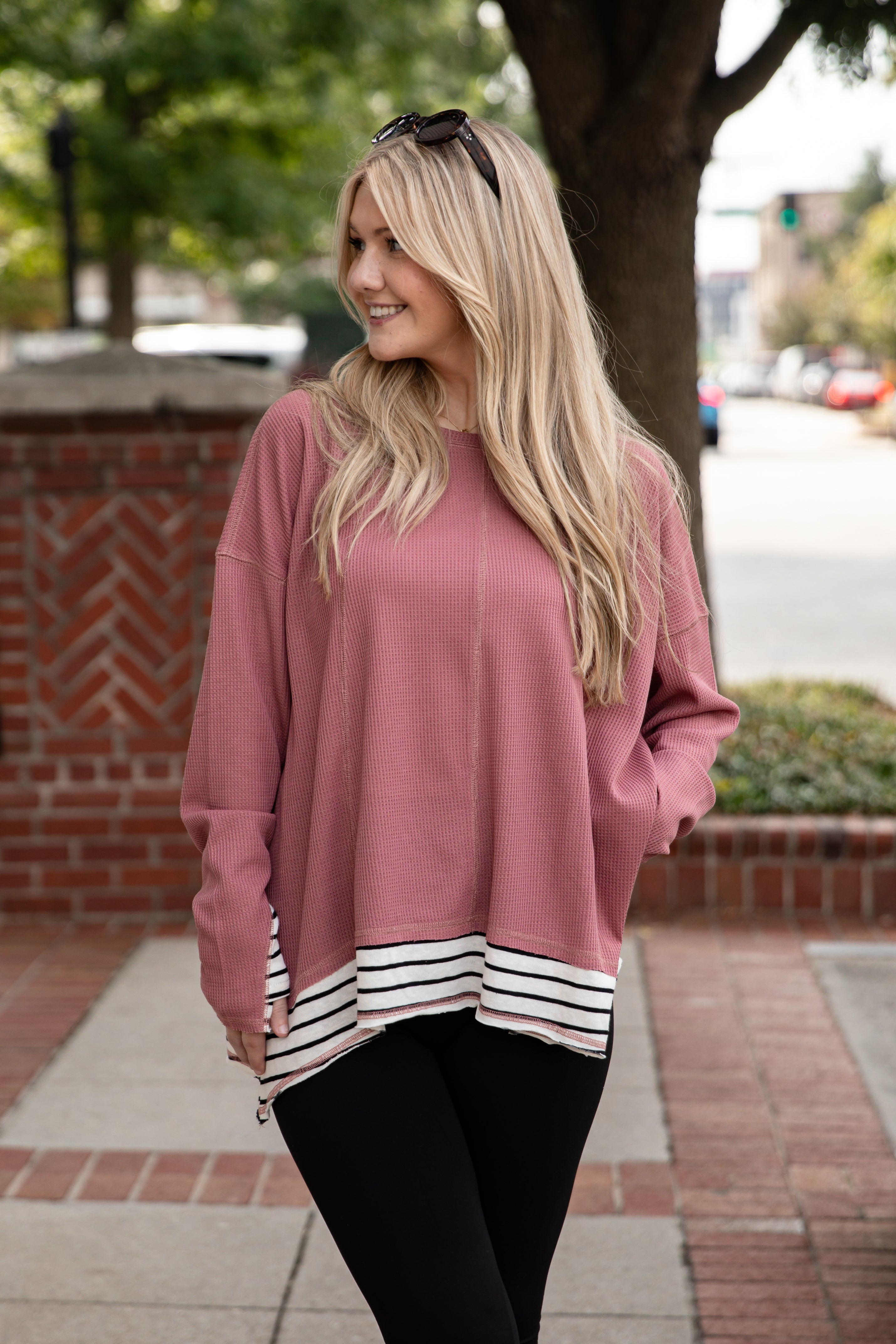 FINAL SALE - Beautifully Stated Mauve Waffle Knit Top