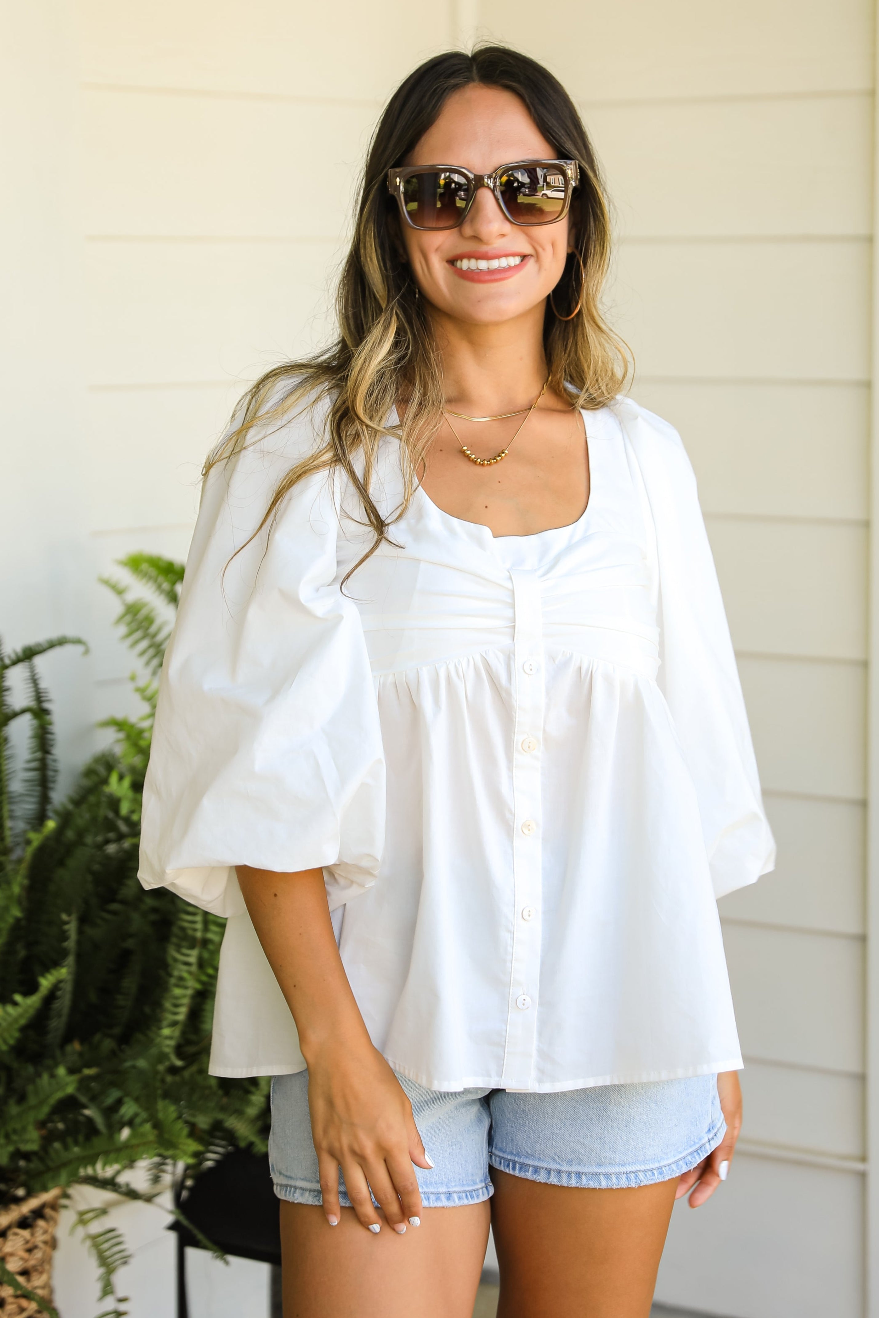 FINAL SALE - There For It Off White Babydoll Blouse