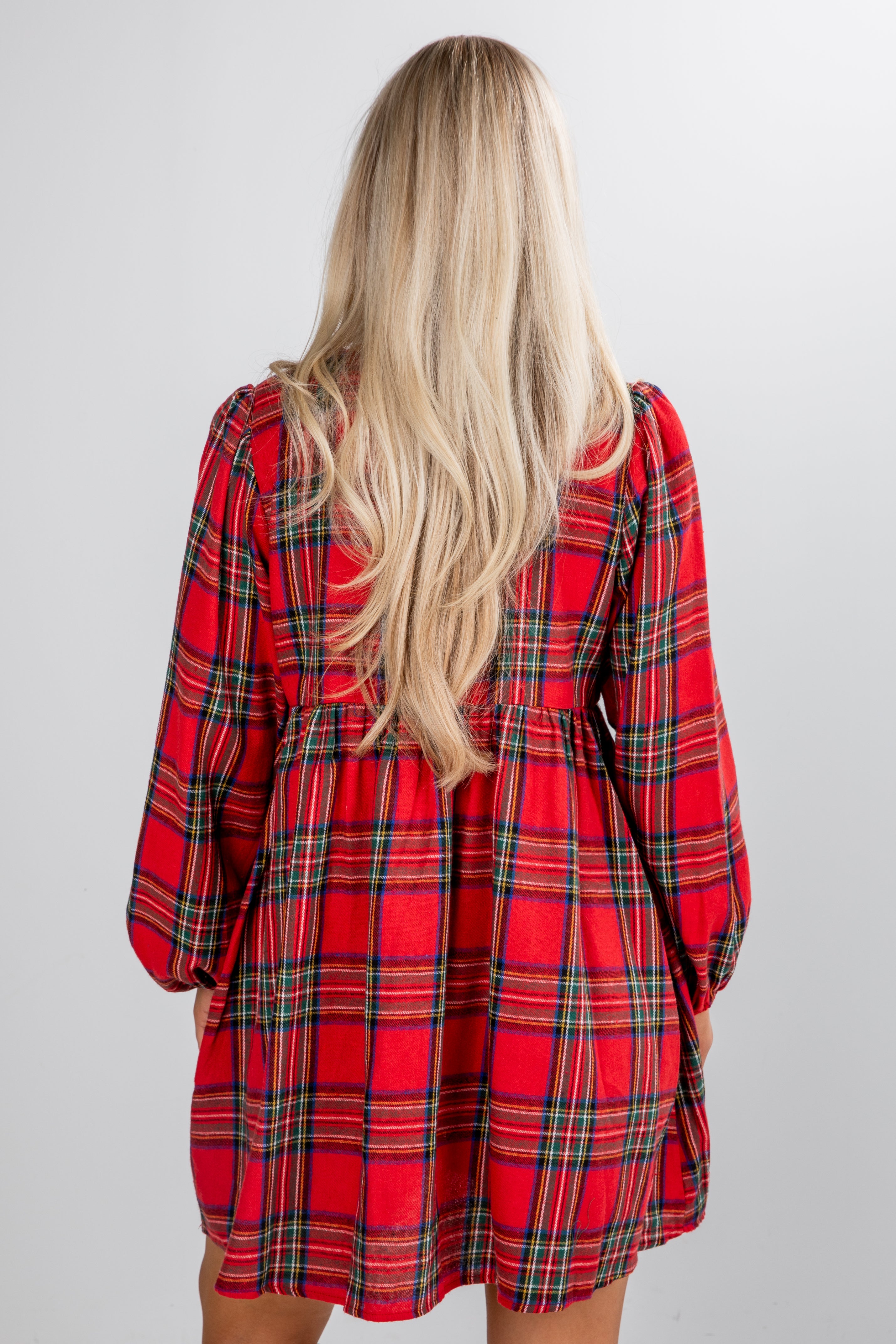 FINAL SALE - Very Merry Moments Plaid Babydoll Mini Dress