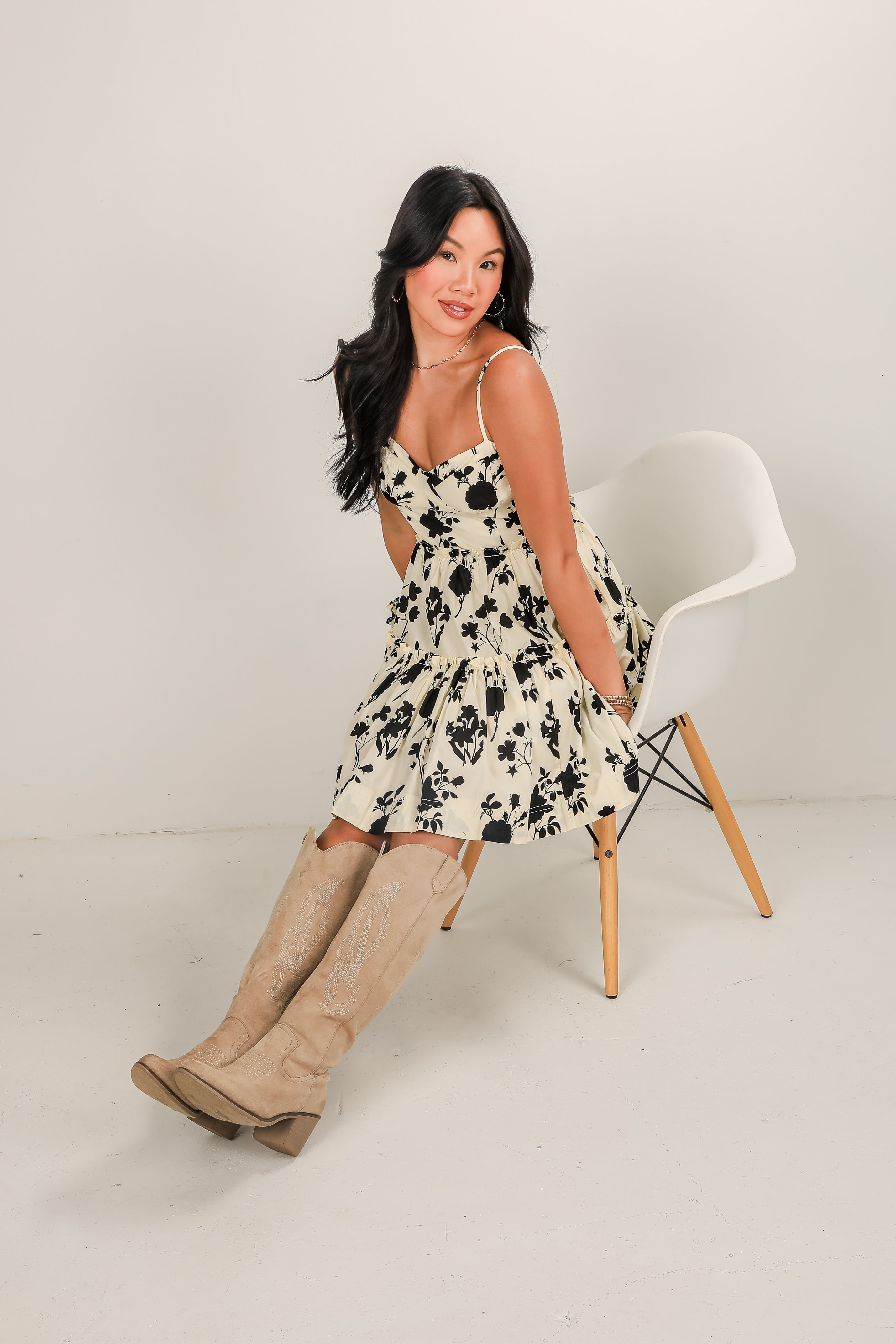FINAL SALE - Wilder Than You Think Cream Floral Tiered Mini Dress