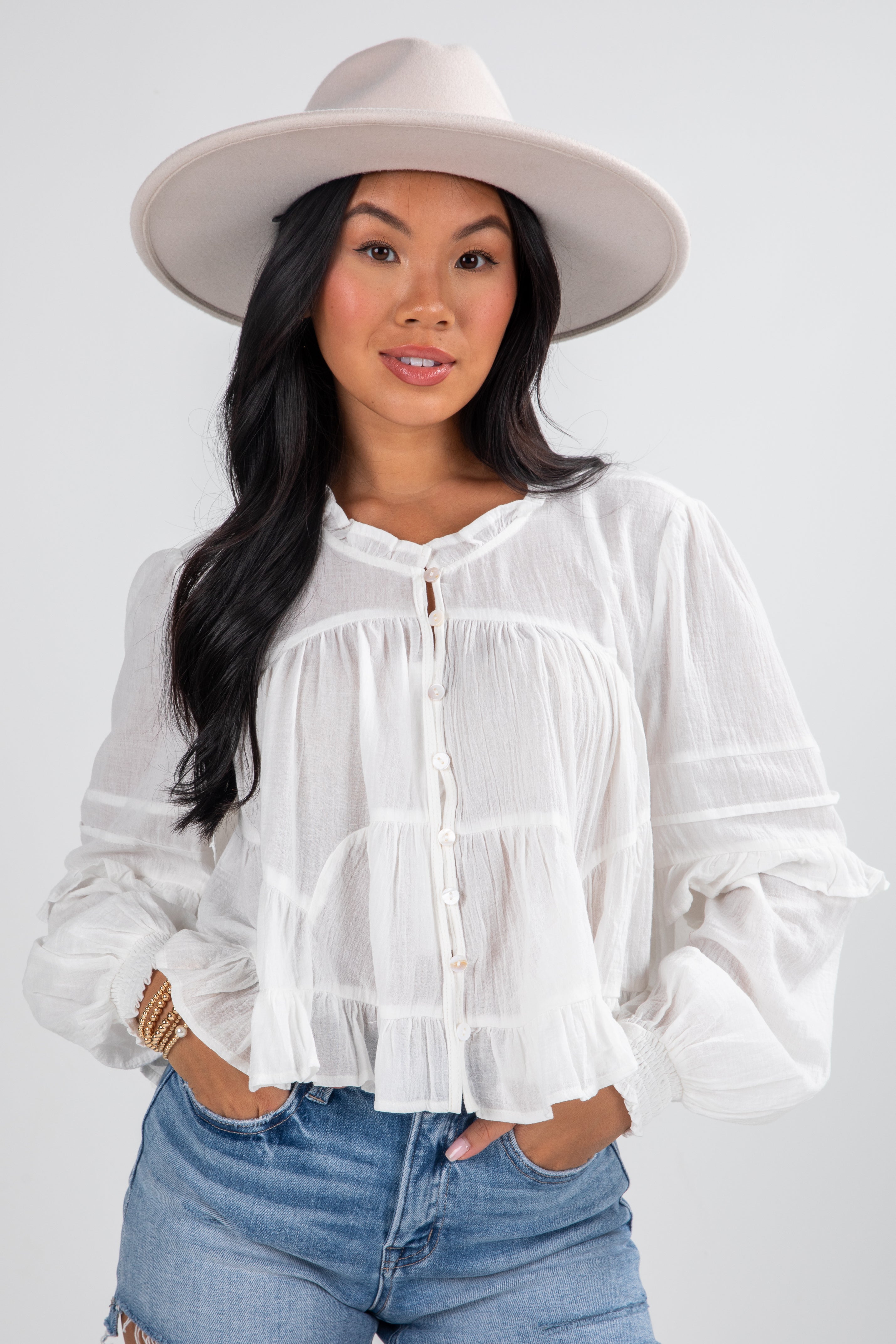 FINAL SALE - All Set To Go Off White Blouse