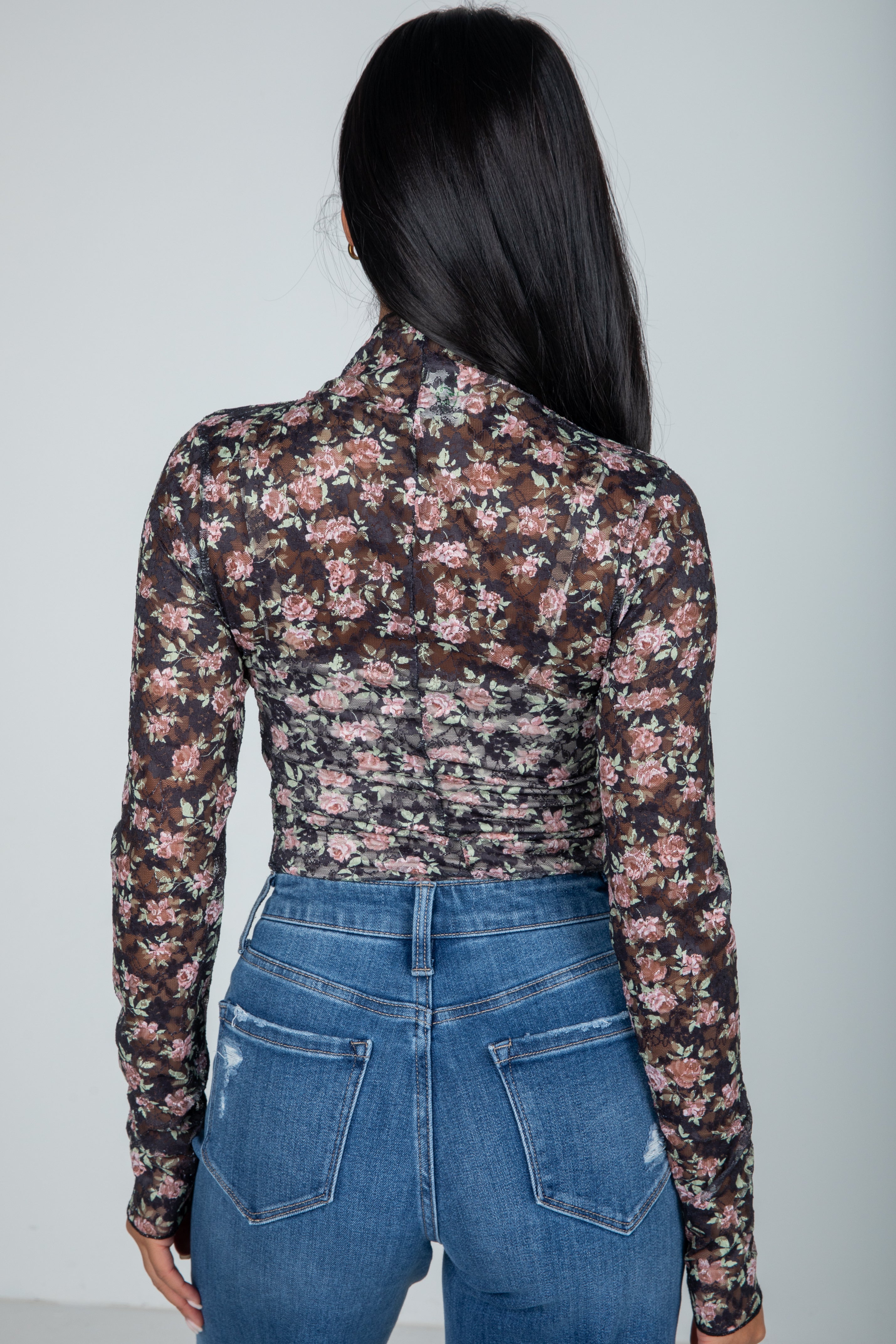 FINAL SALE - Freshly Picked Floral Mesh Lace Top - DU DEAL