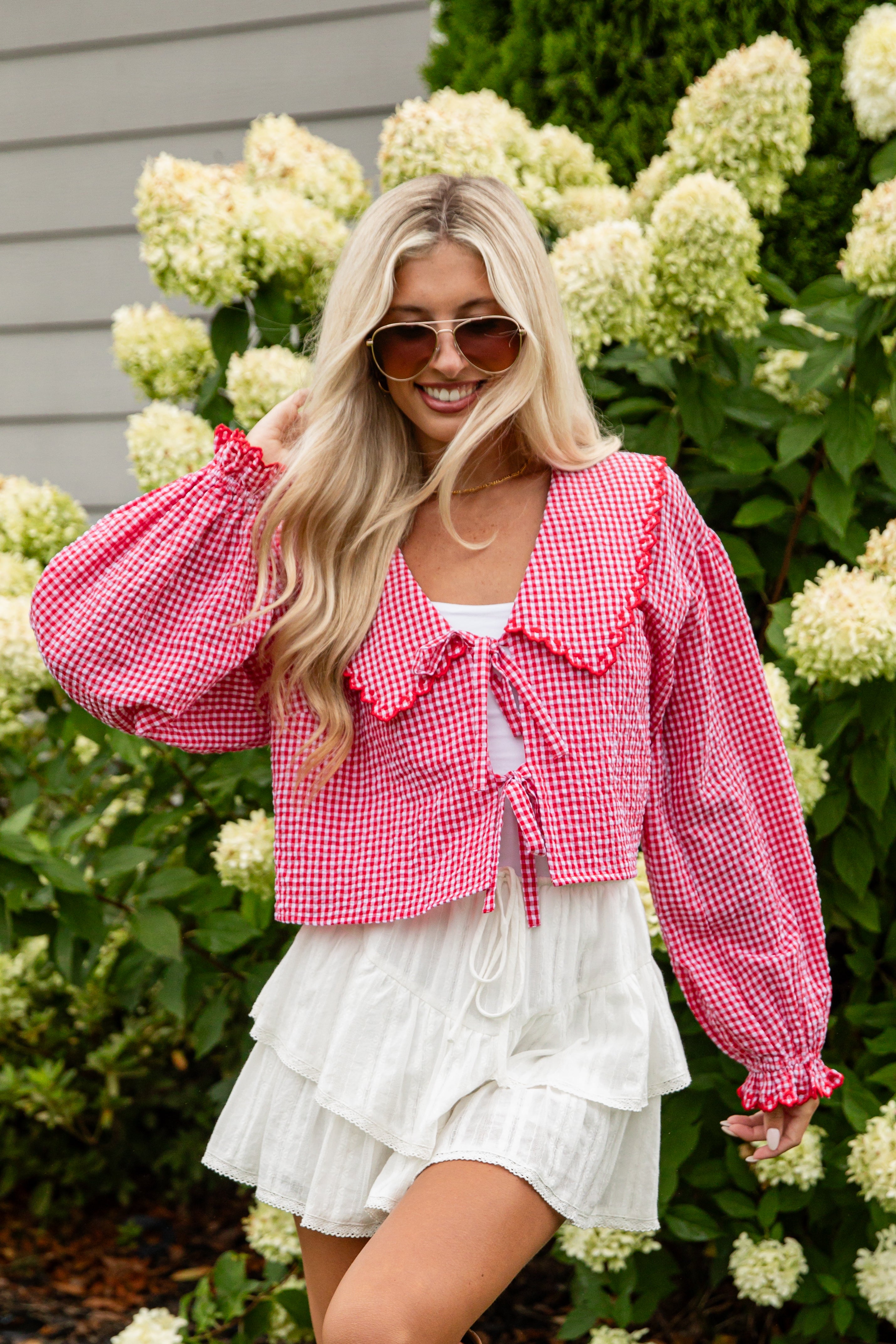 FINAL SALE - Devoted Lover Red Gingham Tie Blouse
