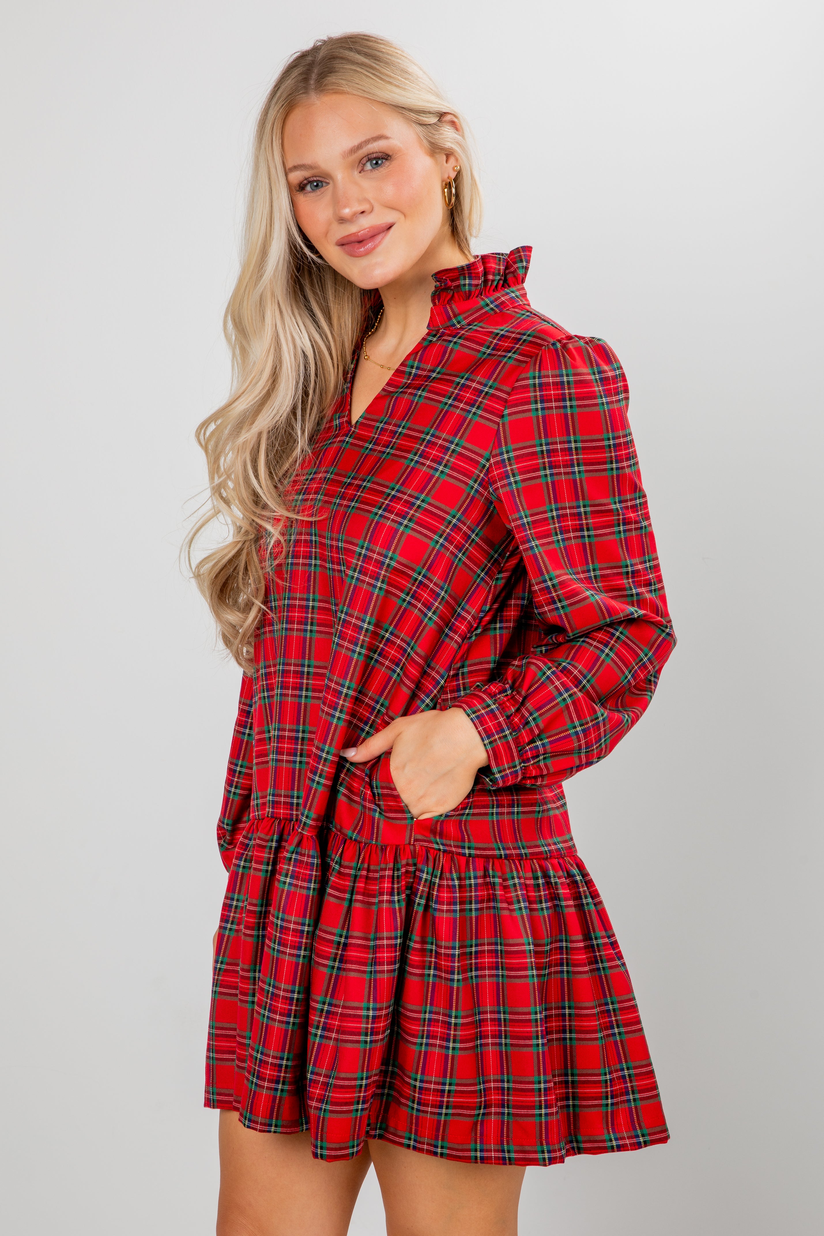 FINAL SALE - Tis The Season Red Plaid Mini Dress