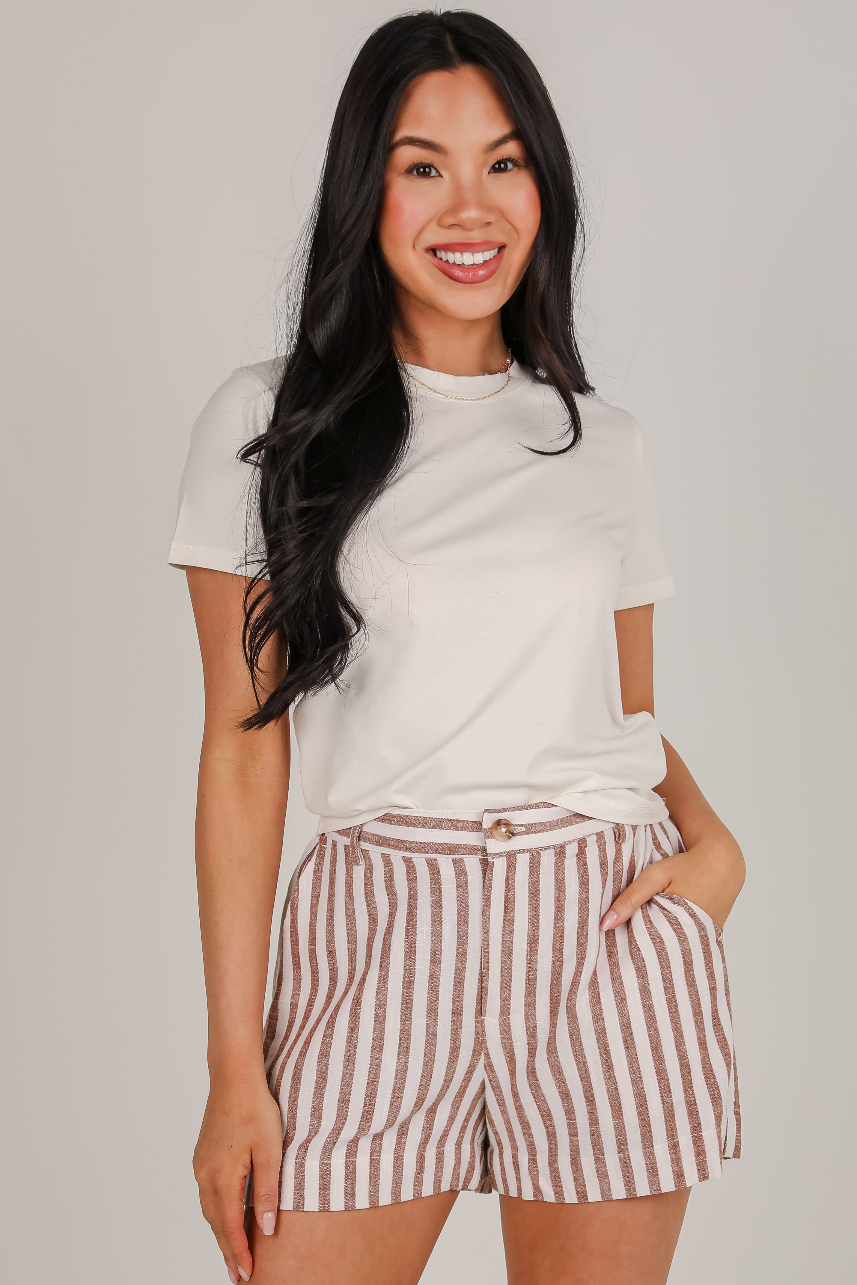 FINAL SALE - Sweet Energy Brown Striped Shorts