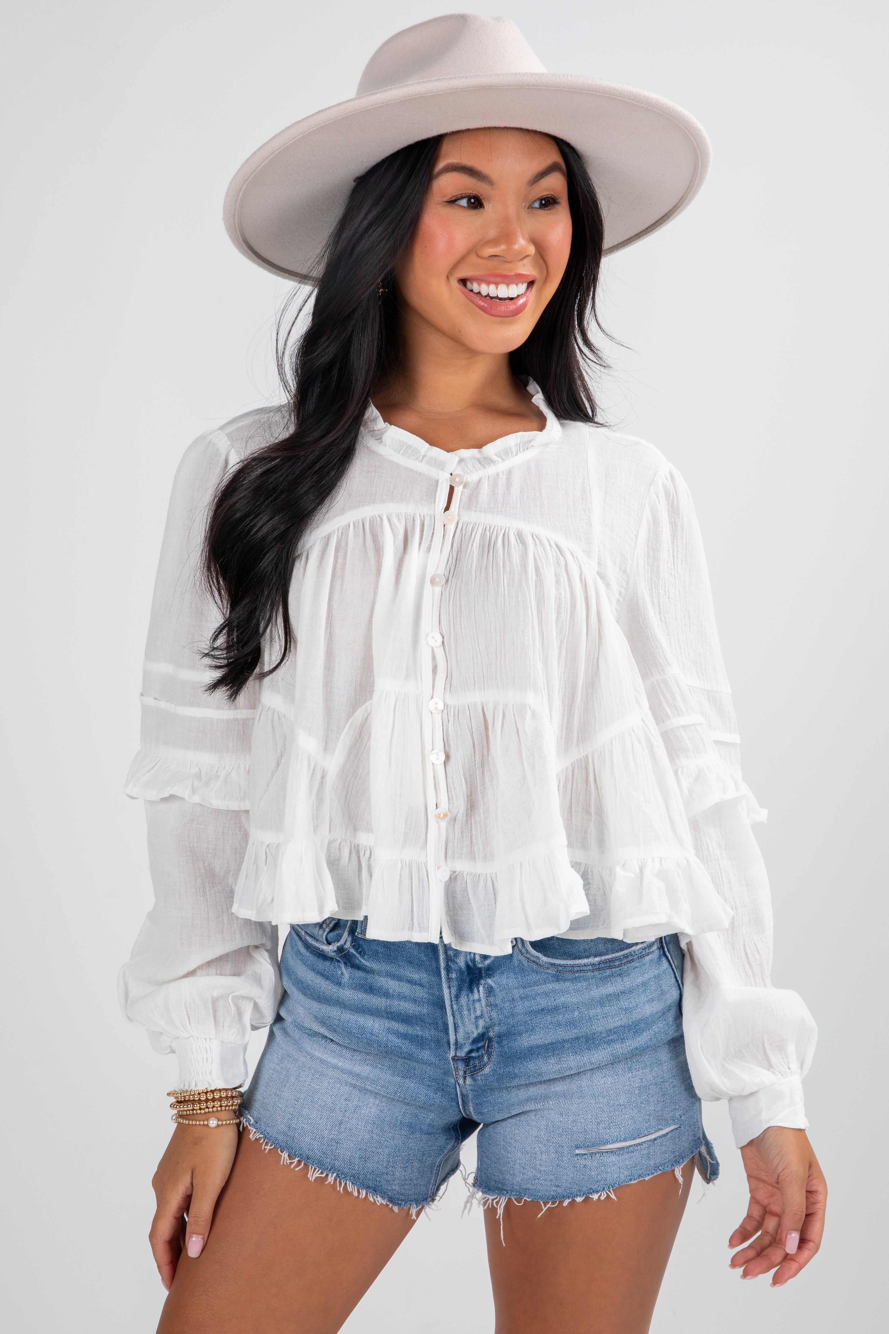 FINAL SALE - All Set To Go Off White Blouse