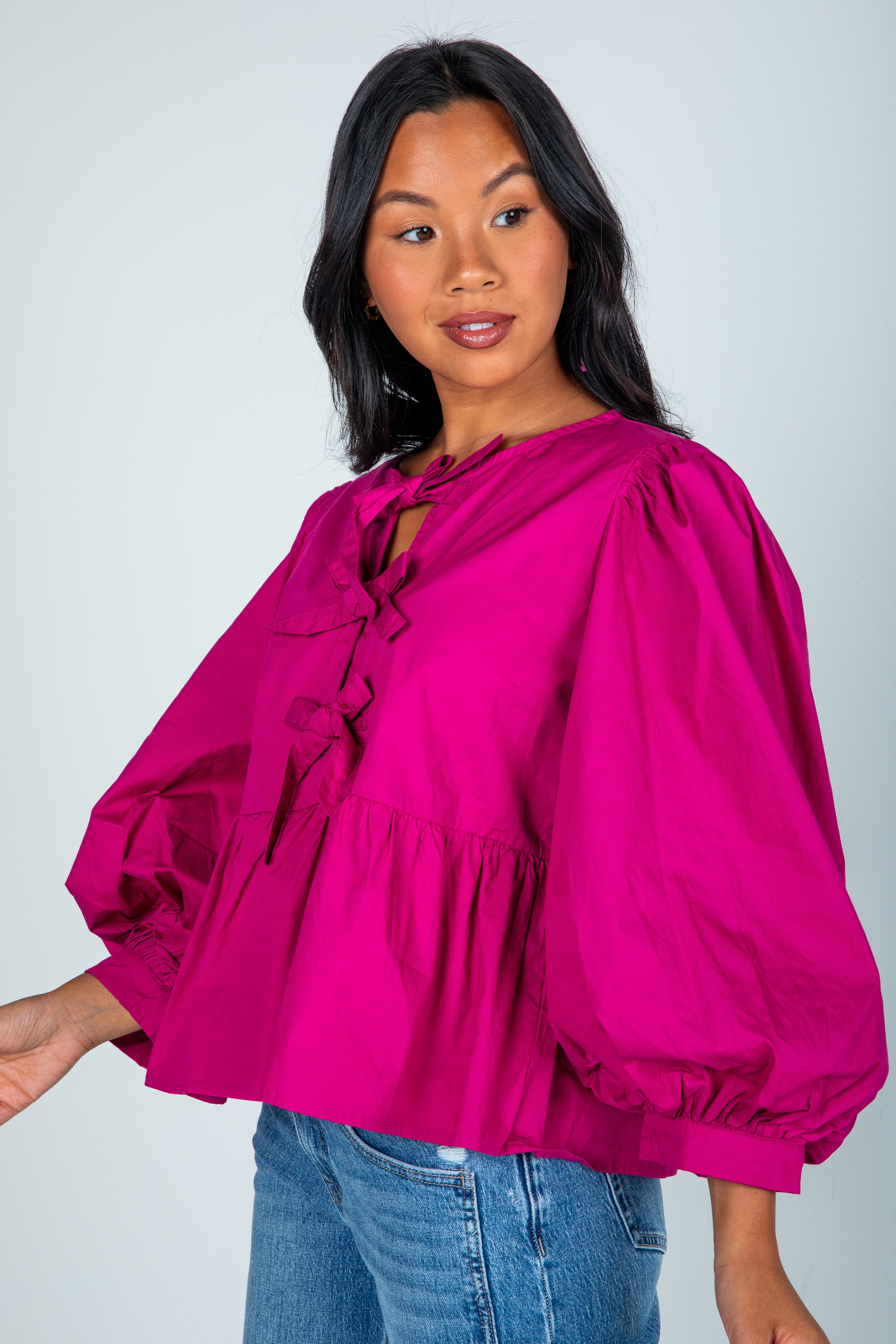 FINAL SALE - Just One Chance Tie Blouse