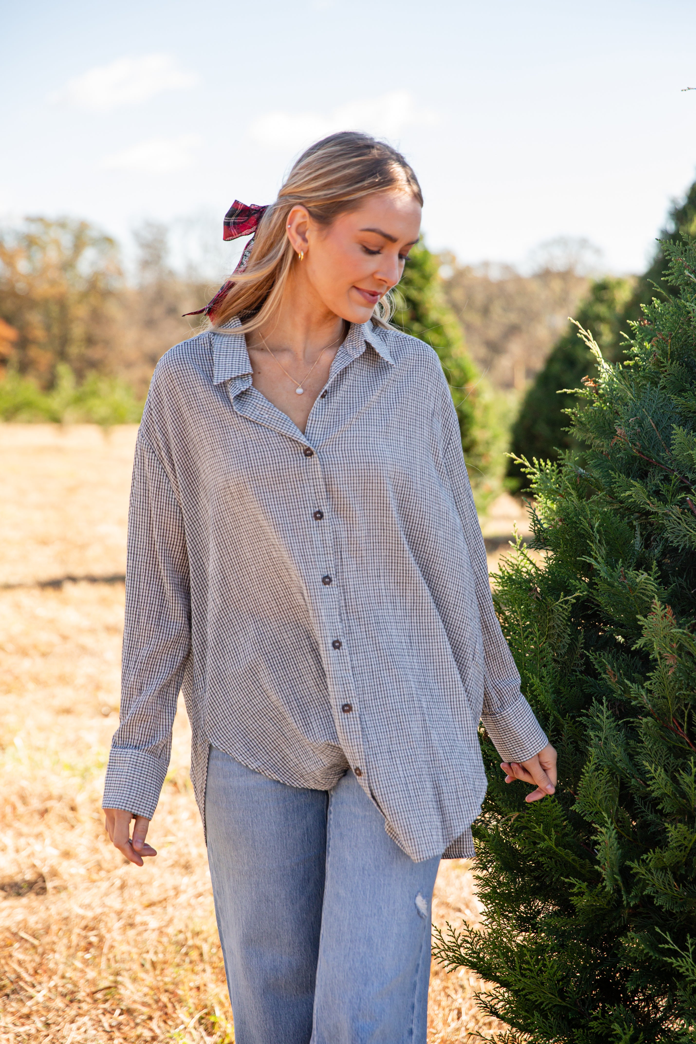 FINAL SALE - Happily Yours Plaid Oversized Button-Up Blouse