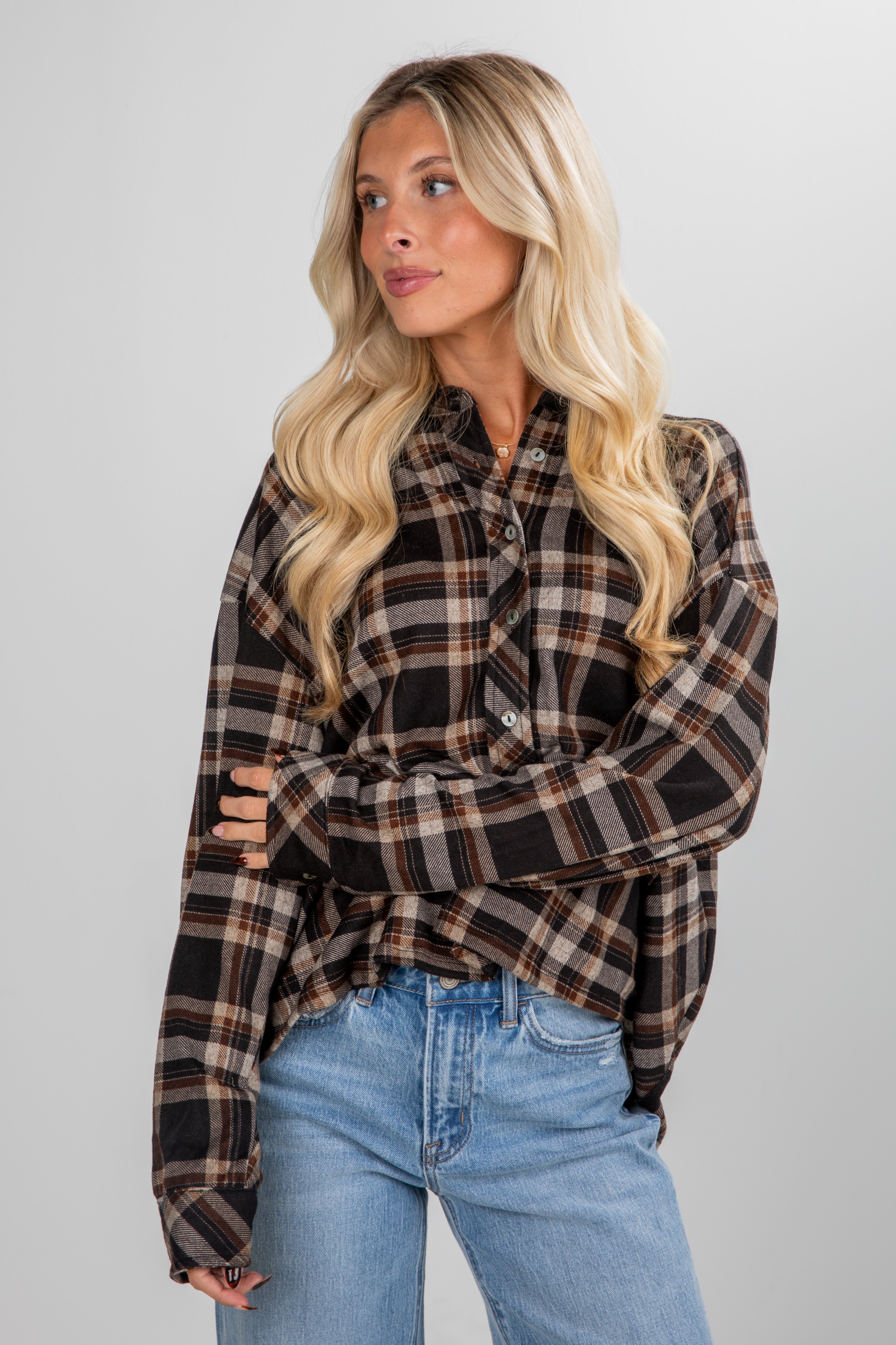 FINAL SALE - Changing Leaves Brown Plaid Flannel