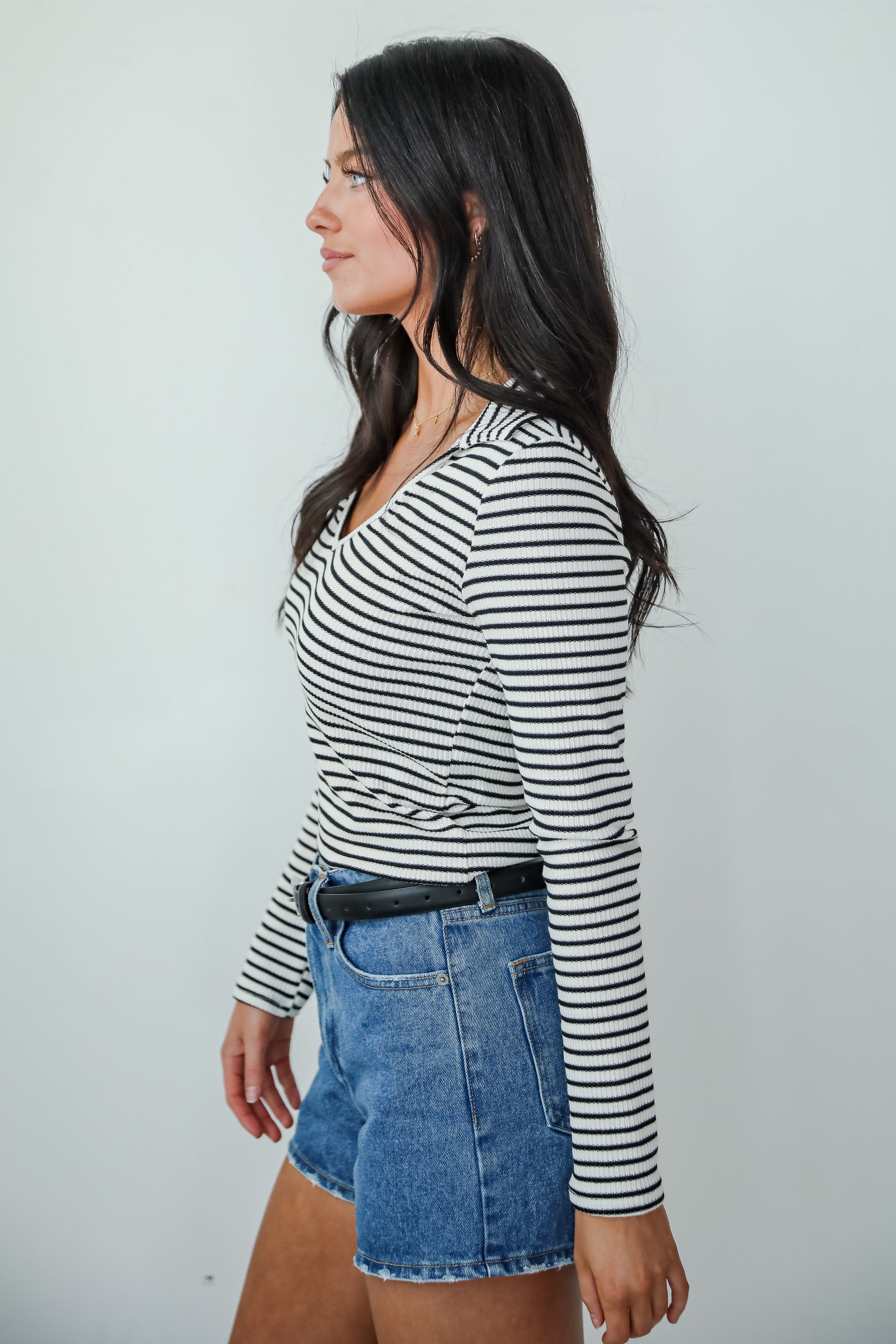 FINAL SALE - Chic Existence Ivory Striped Collared Top