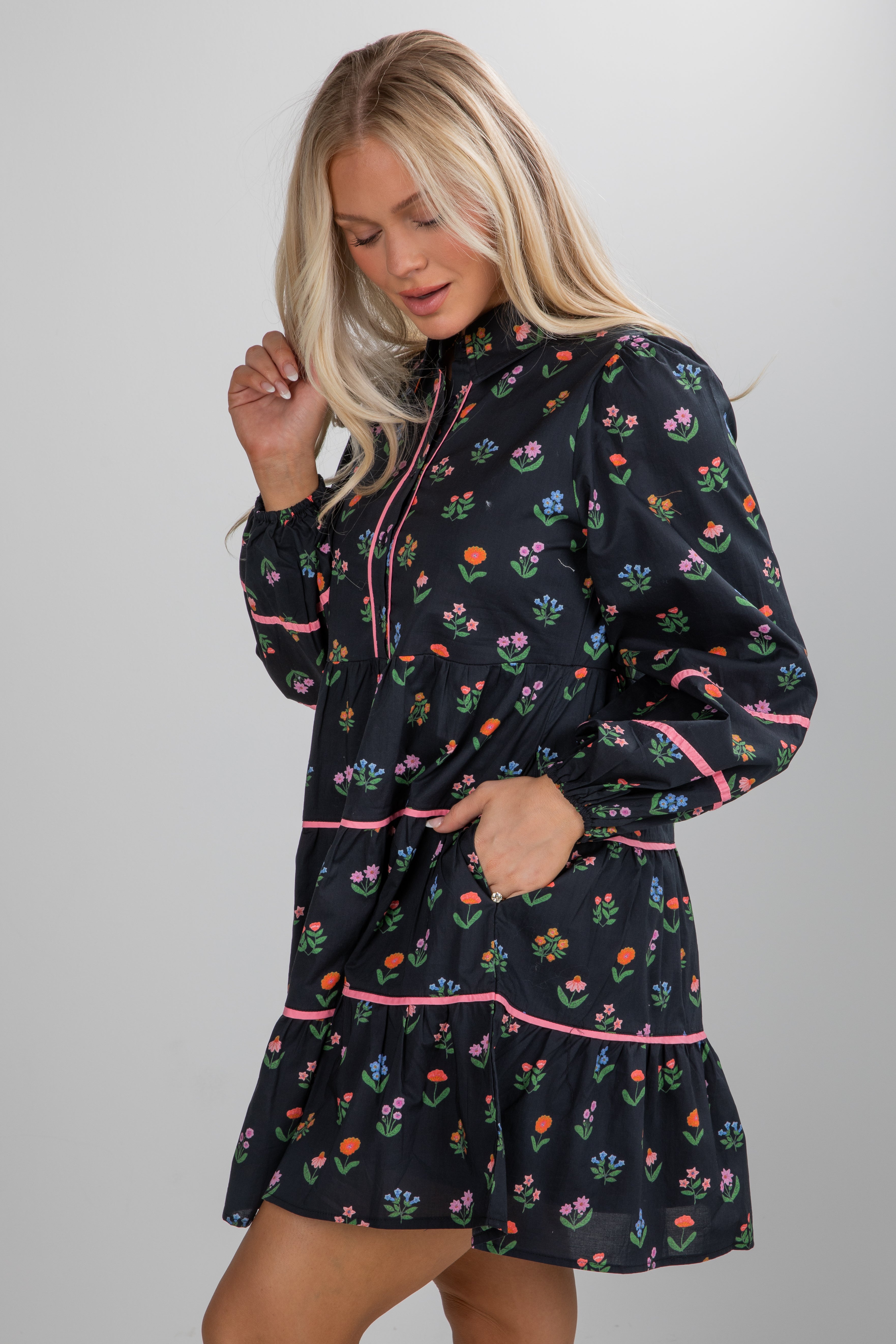 FINAL SALE - Meadow Mood Black Floral Mini Dress