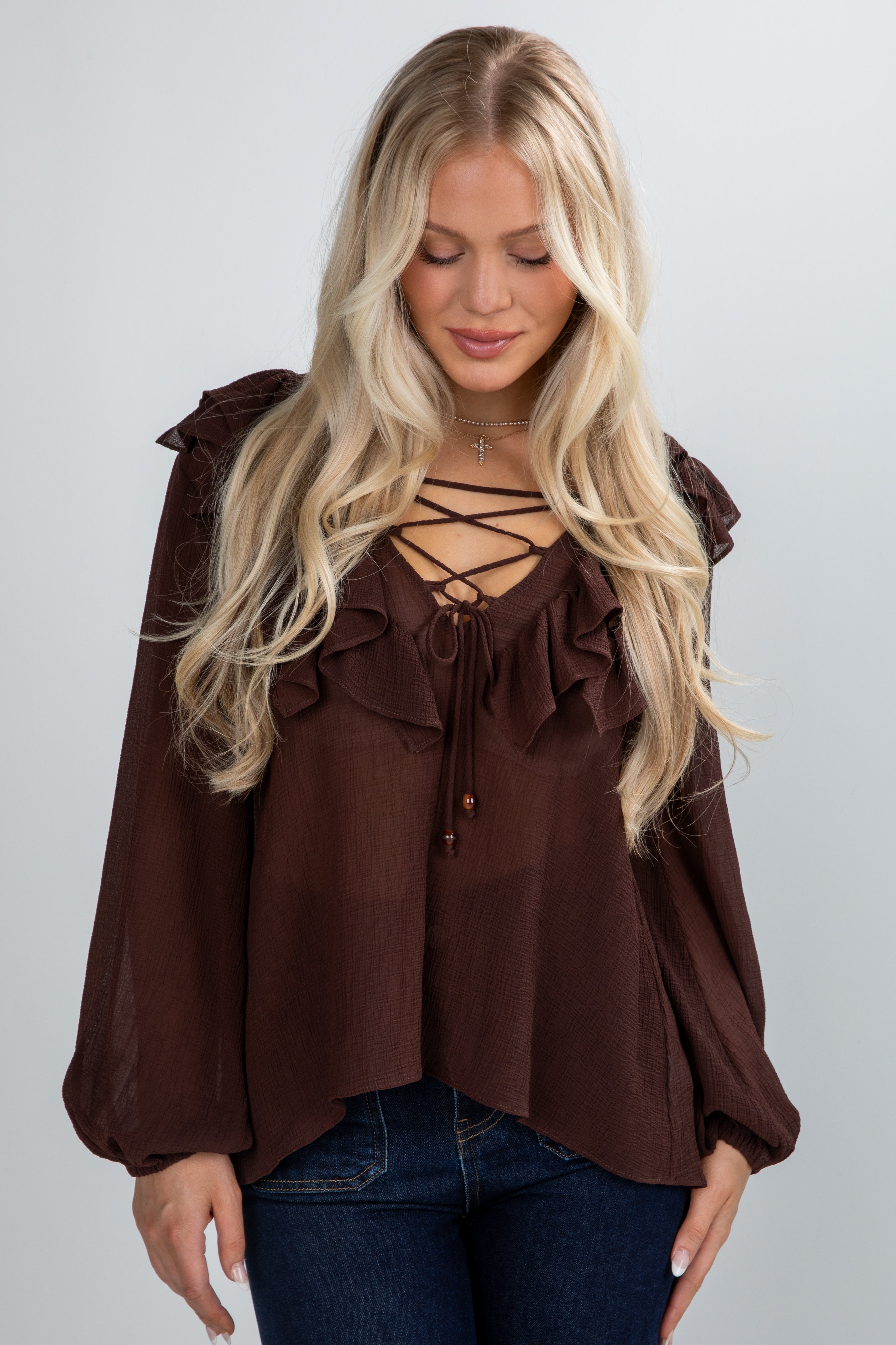 FINAL SALE - Jump At The Chance Brown Blouse
