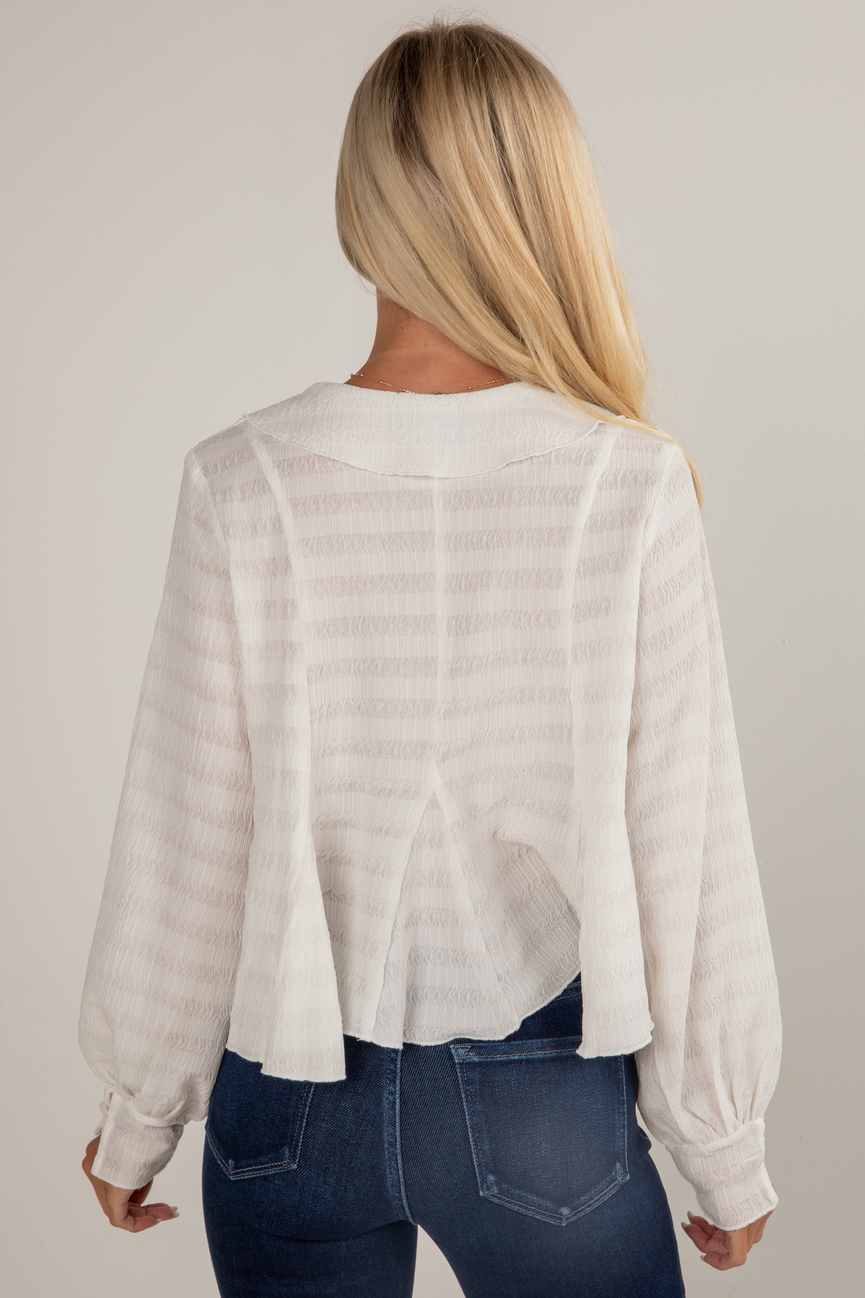 FINAL SALE - Moment In Time White Textured Blouse