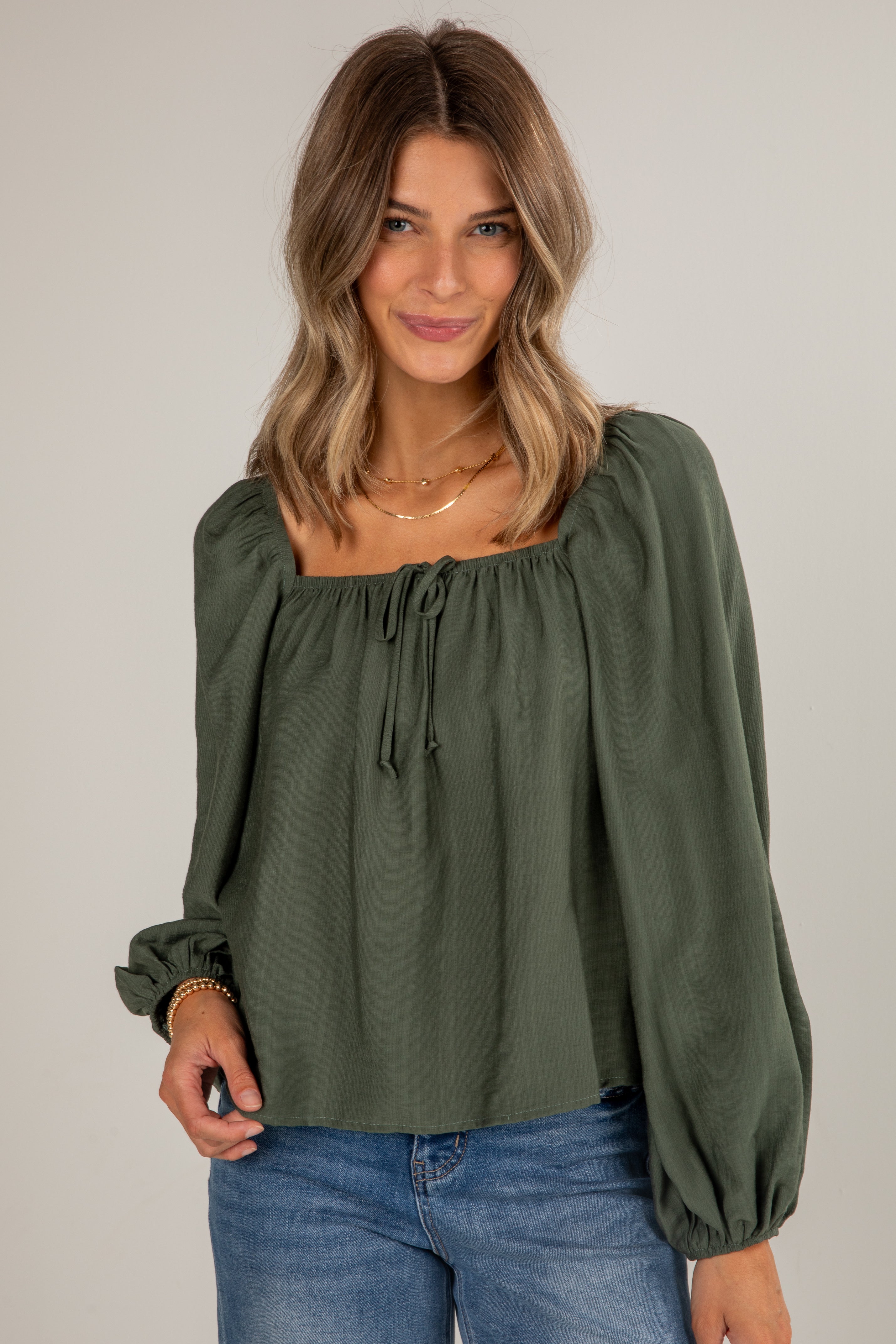 FINAL SALE - Give It A Try Hunter Green Blouse