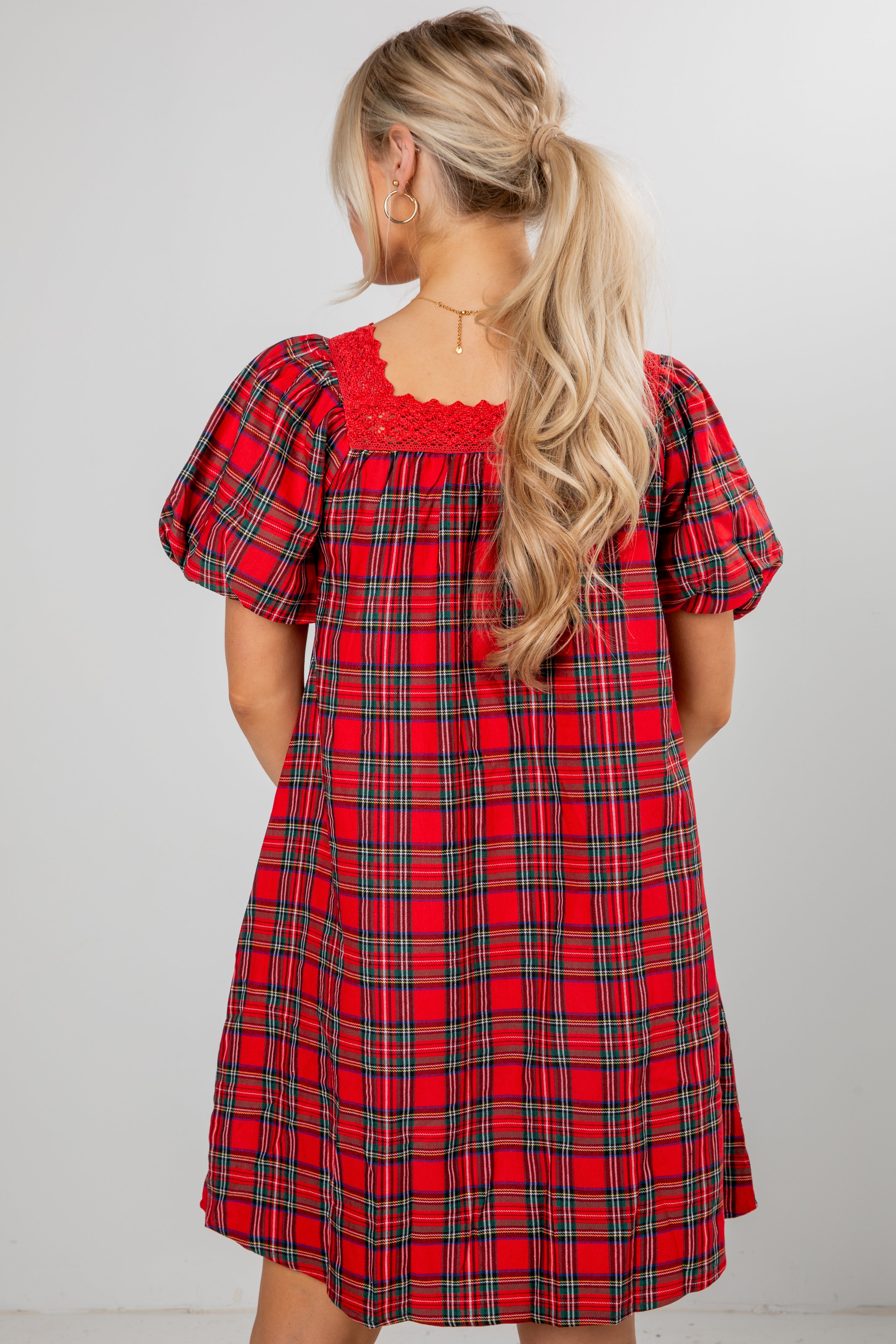 FINAL SALE - Home For The Holidays Red Plaid Mini Dress