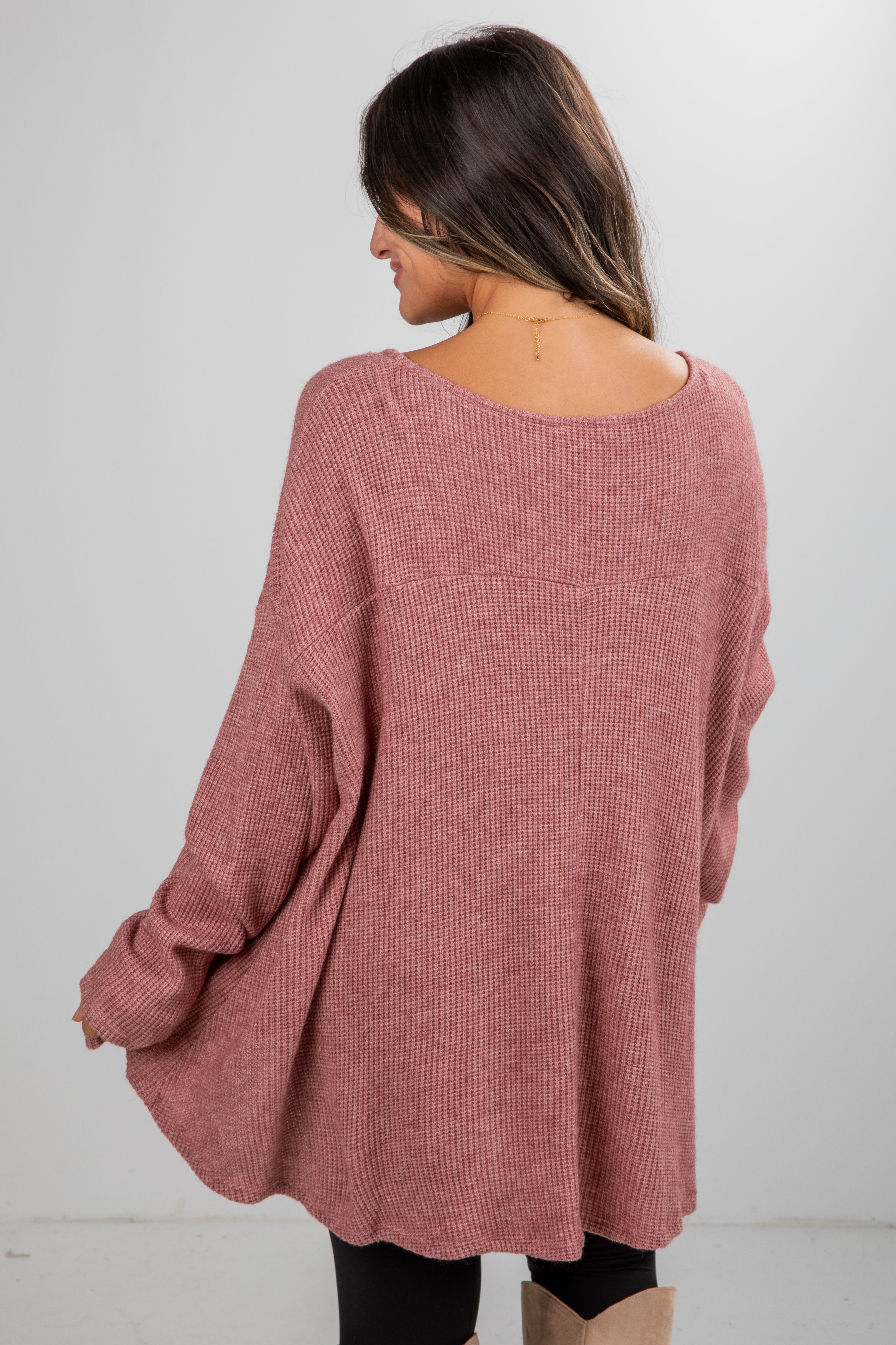 FINAL SALE - Fireside Flirt Waffle Knit Top - DU DEAL