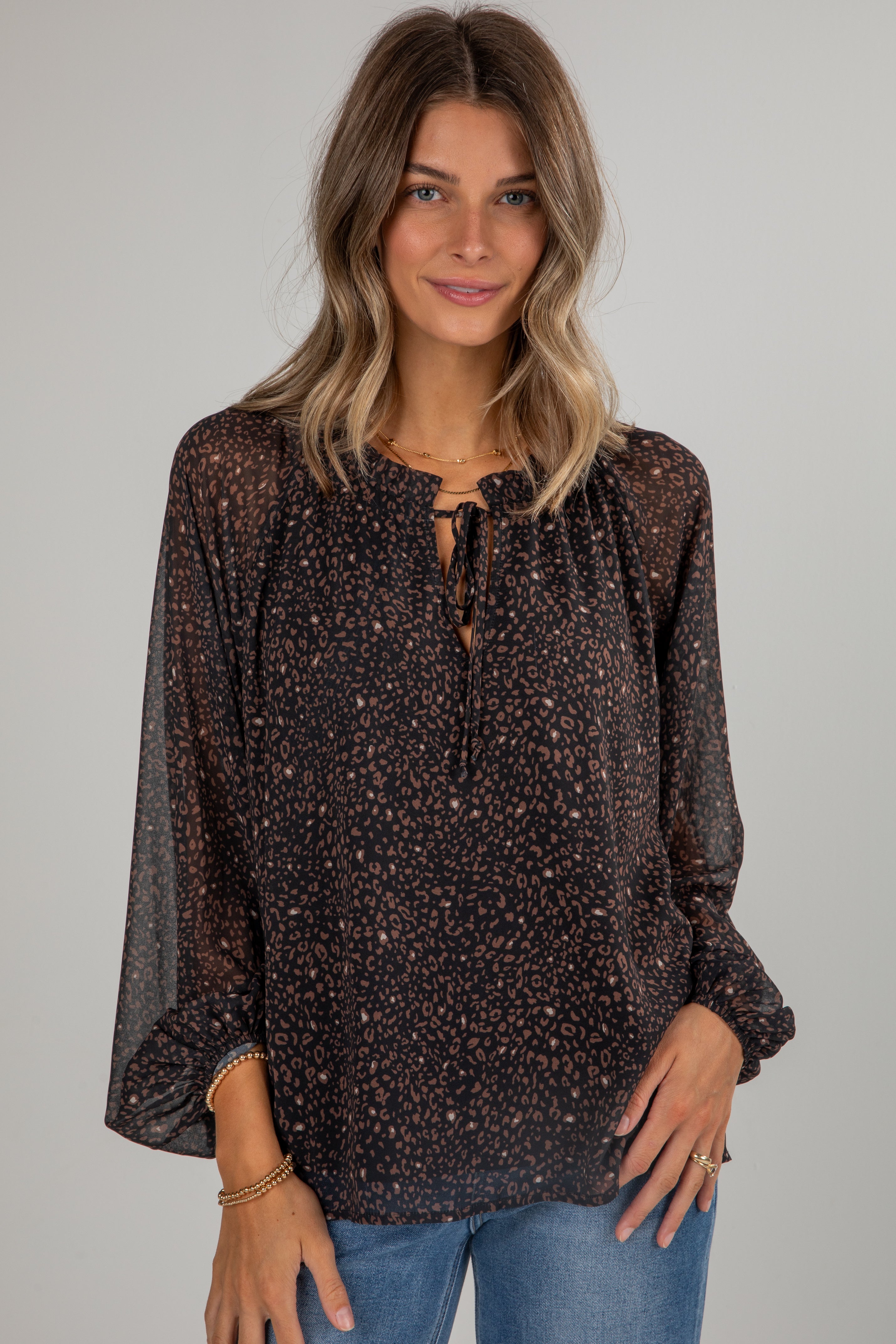 FINAL SALE - Spot On Style Black Leopard Blouse