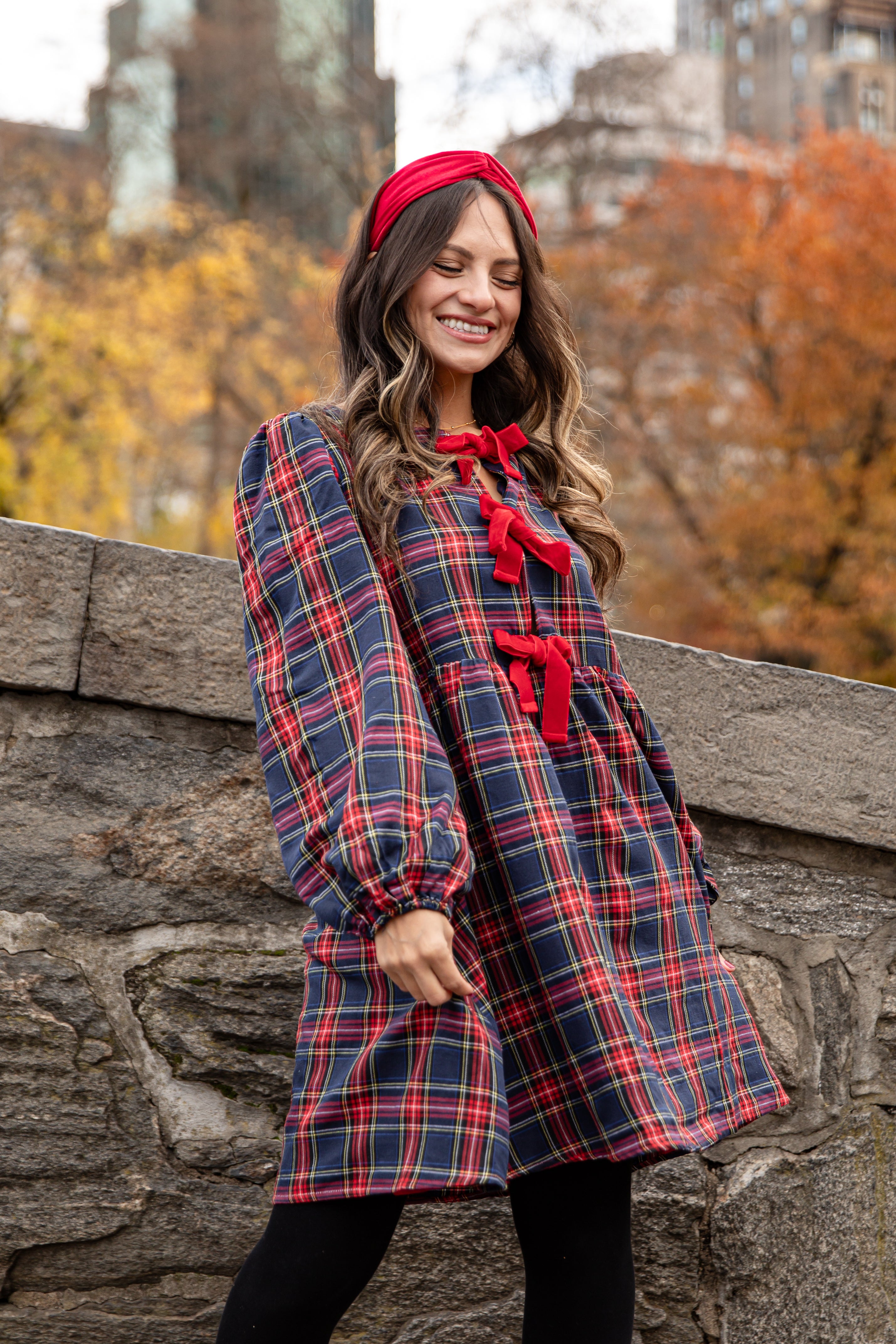 FINAL SALE - Holiday Hearth Red + Navy Plaid Mini Dress