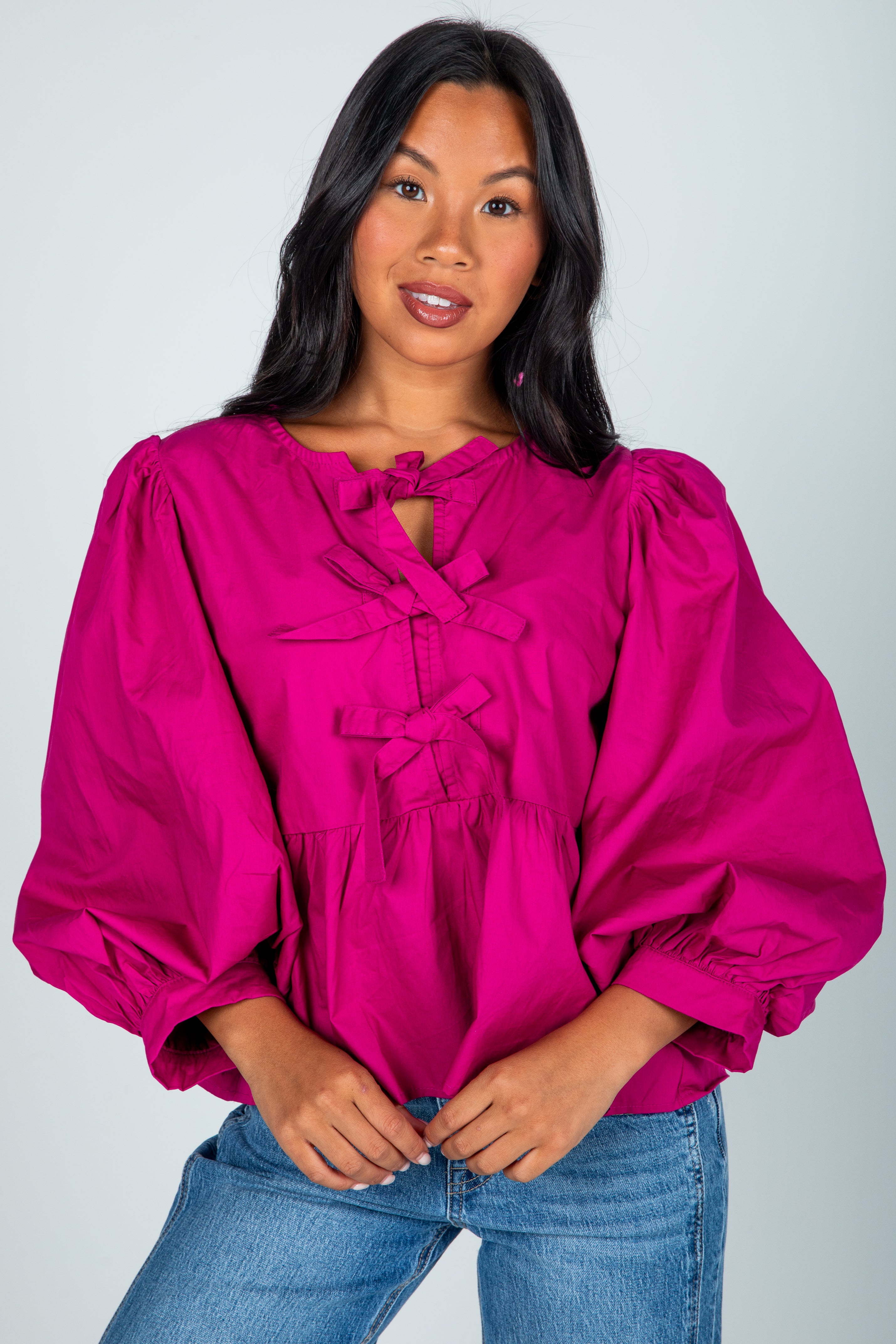 FINAL SALE - Just One Chance Tie Blouse