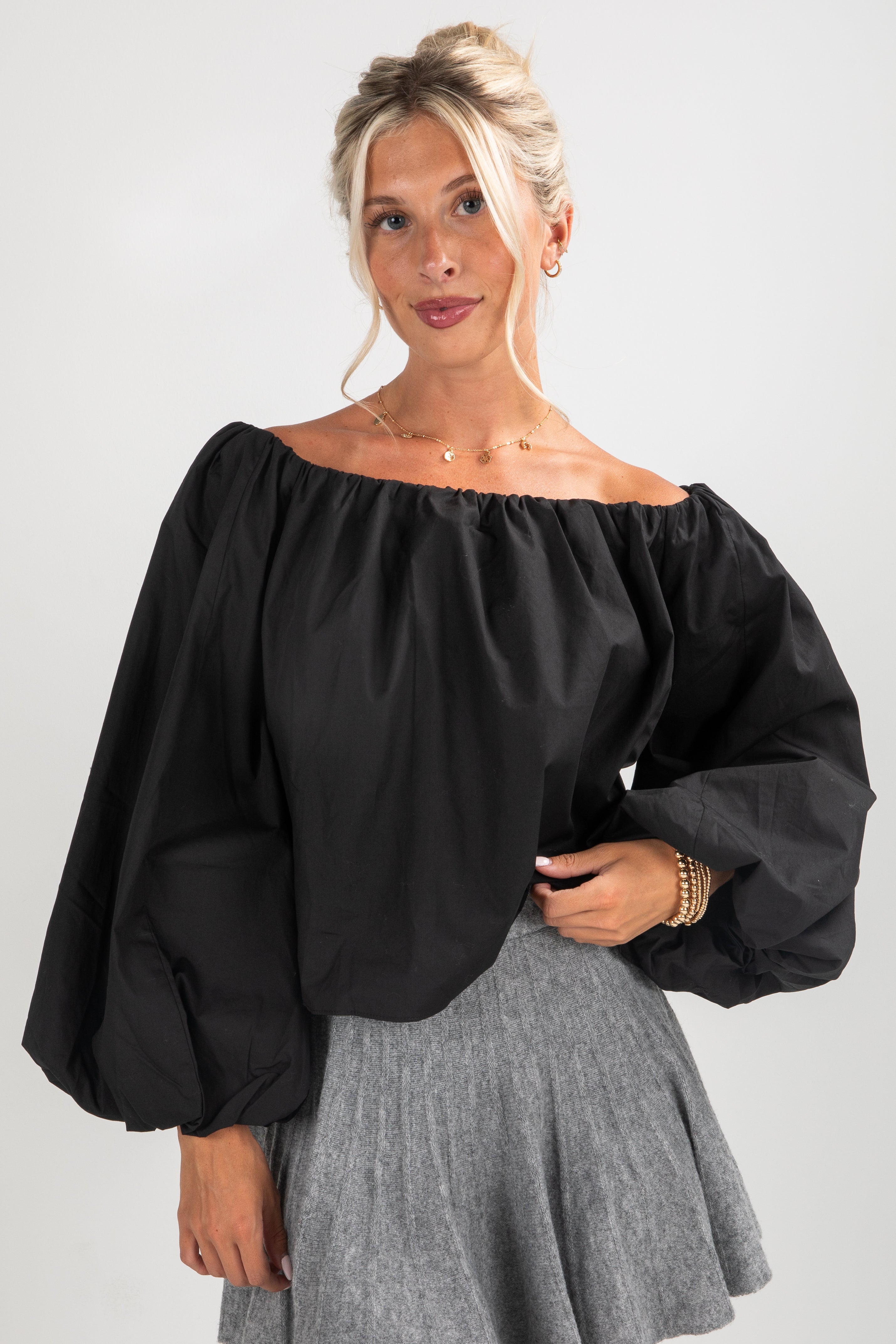 FINAL SALE - Come Along Off-The-Shoulder Blouse