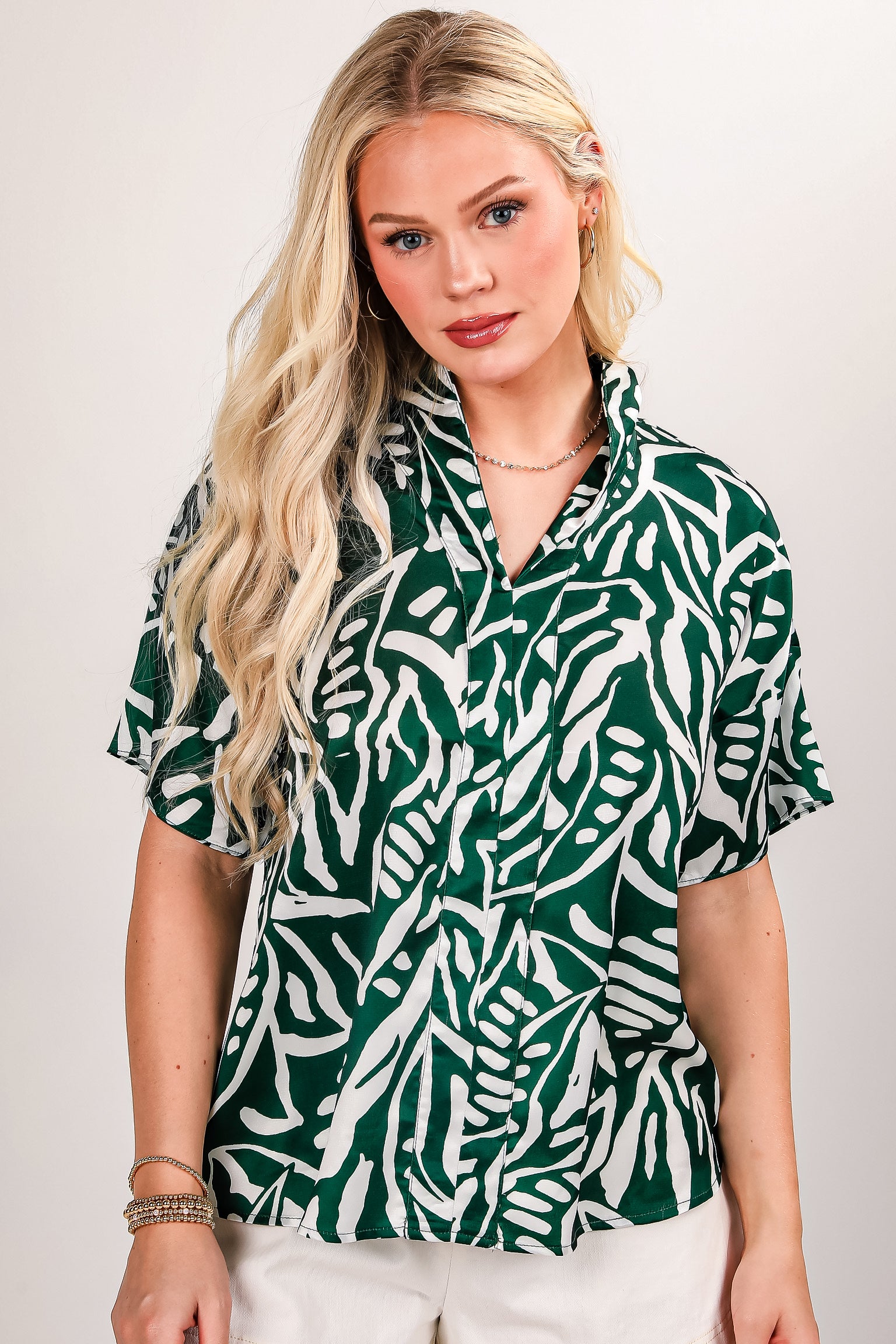 FINAL SALE - Our Story Green Satin Blouse - DU DEAL