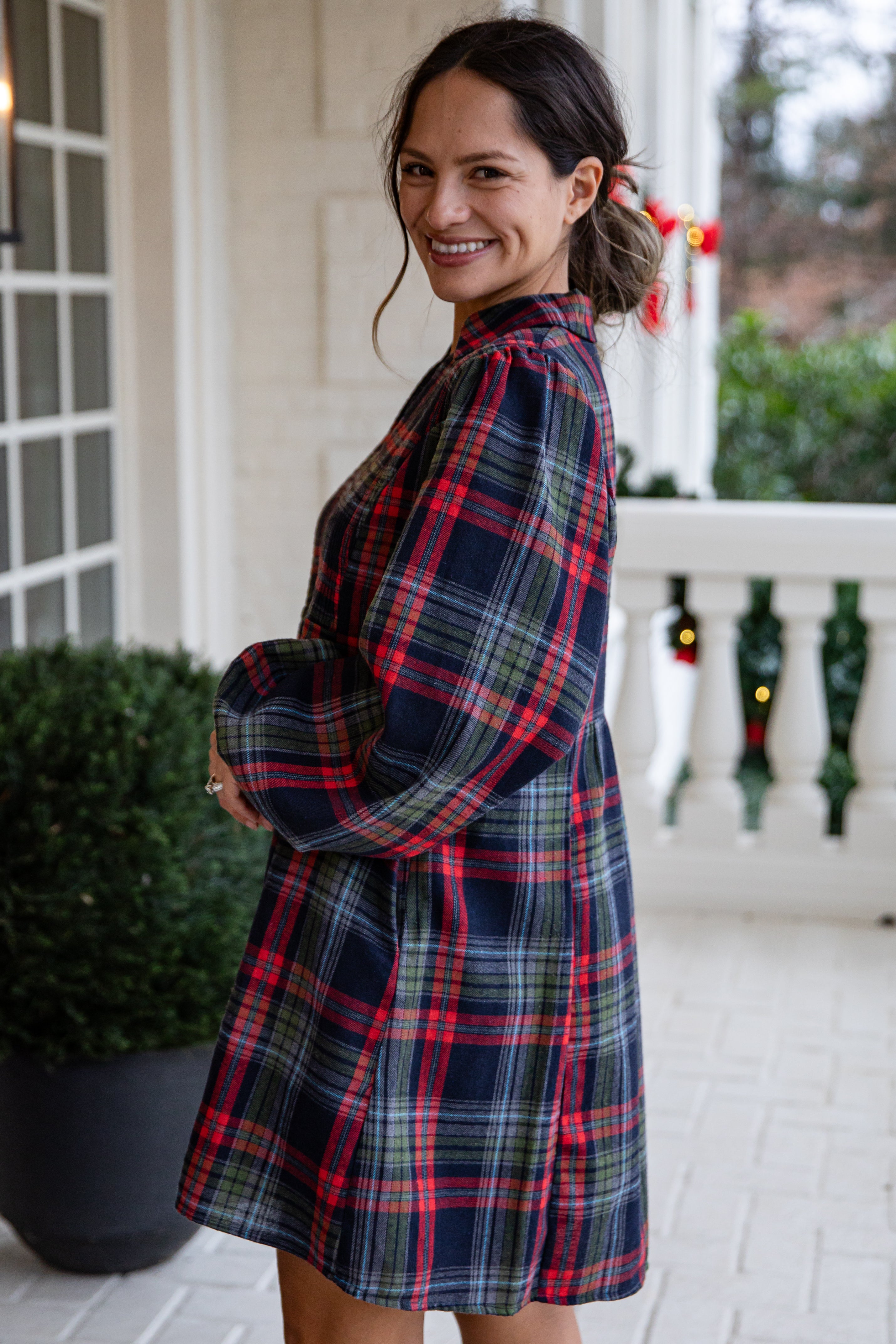 FINAL SALE - Holiday Heritage Navy Plaid Mini Dress