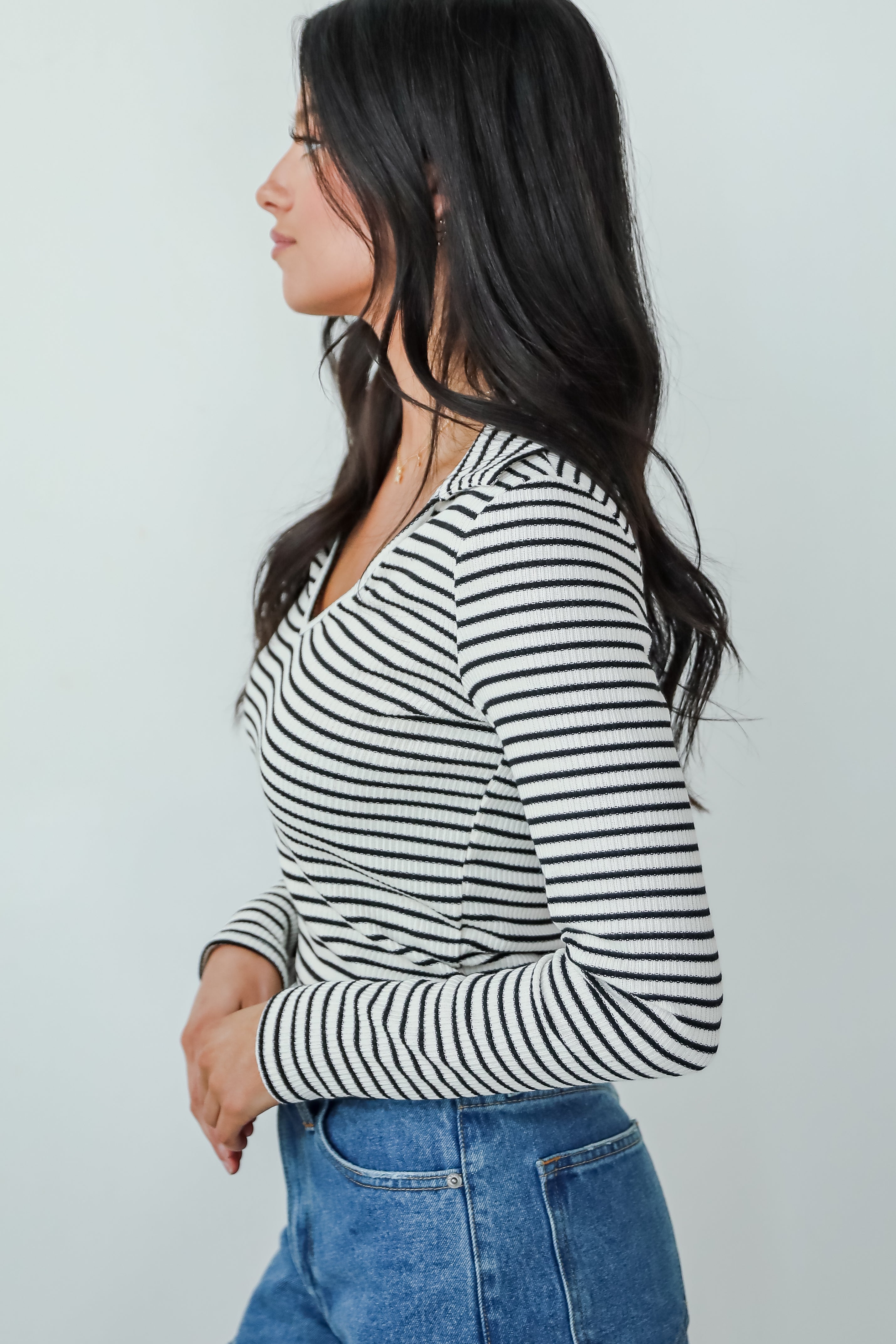 FINAL SALE - Chic Existence Ivory Striped Collared Top
