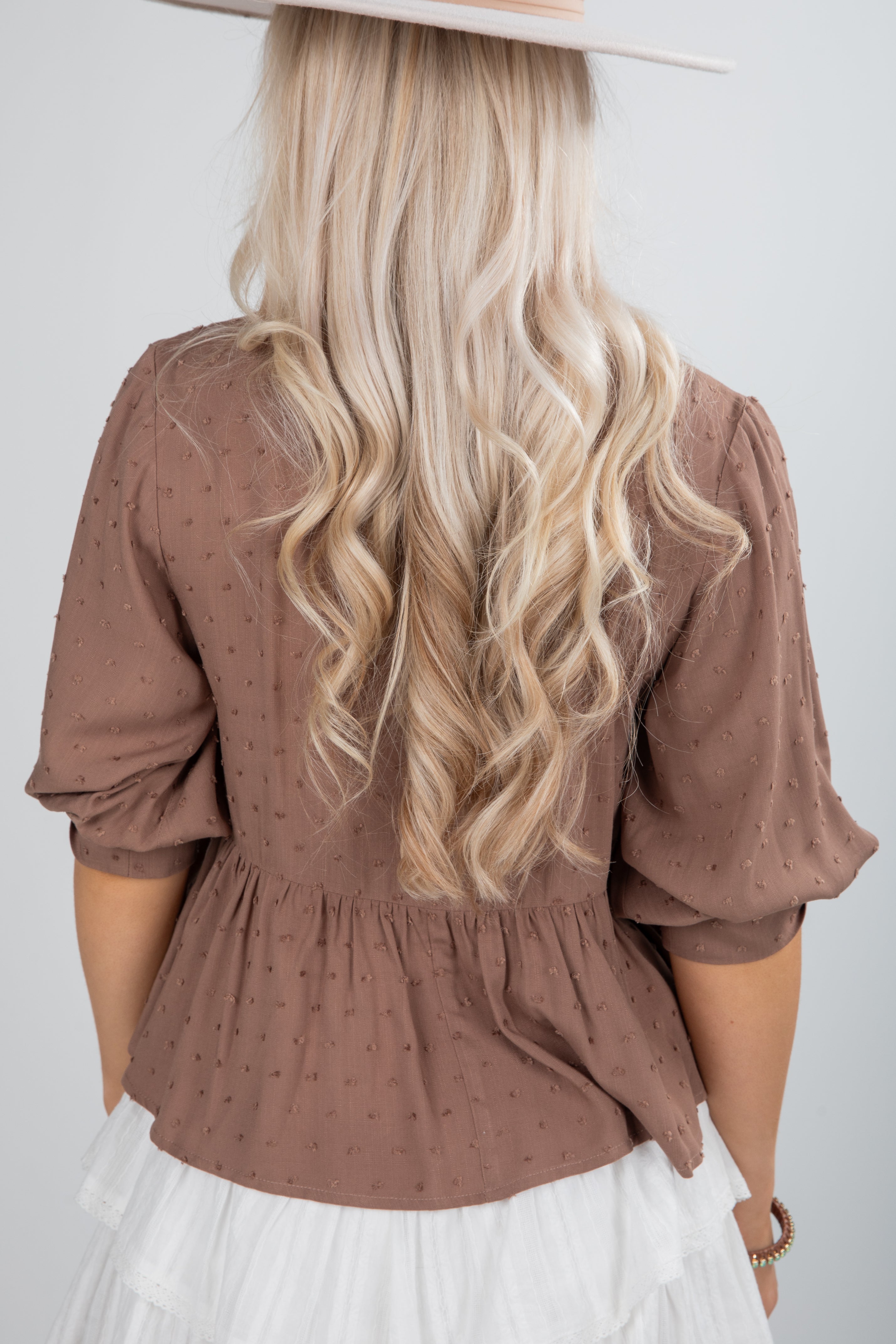 FINAL SALE - Fall For Me Mocha Tie Blouse