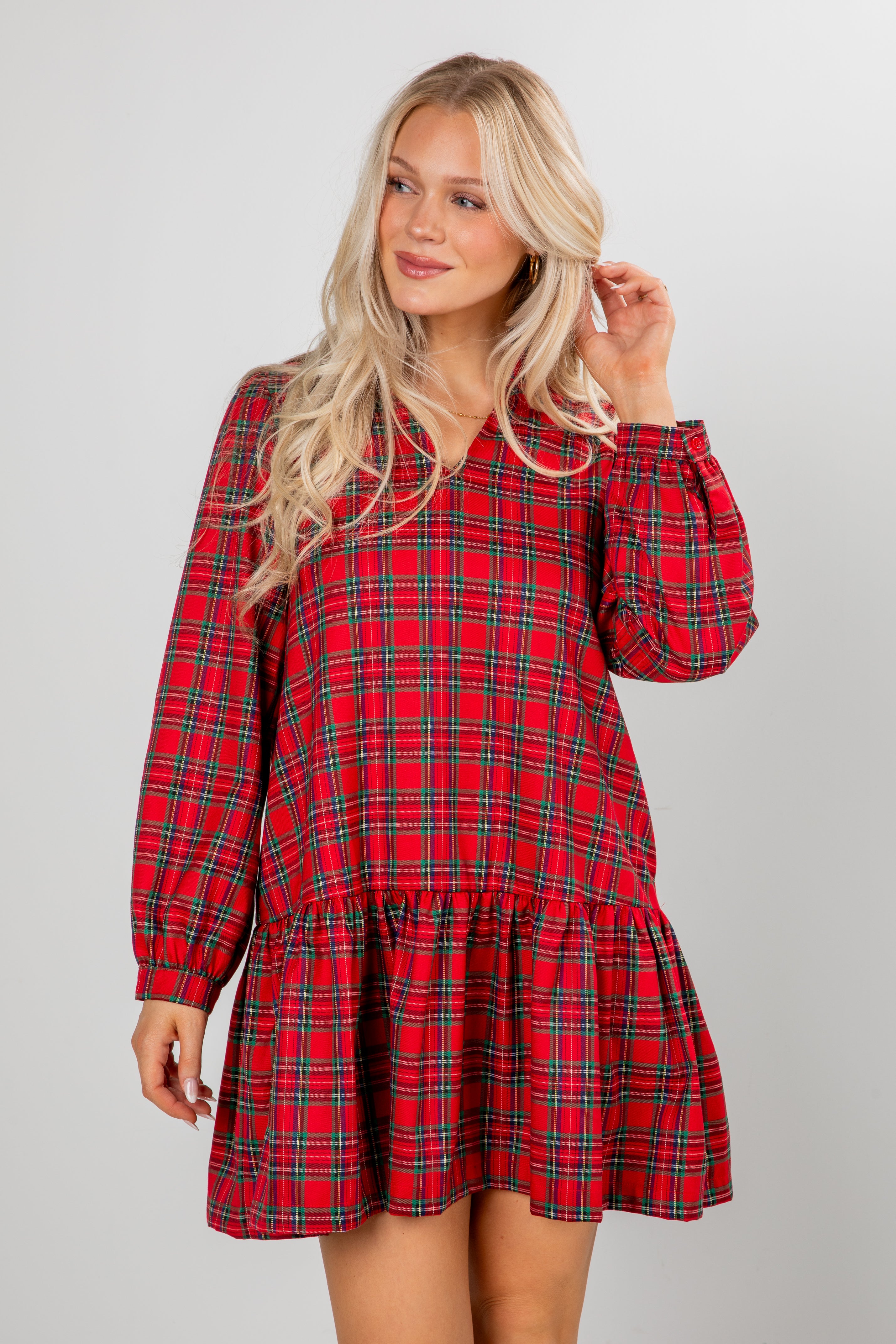 FINAL SALE - Tis The Season Red Plaid Mini Dress